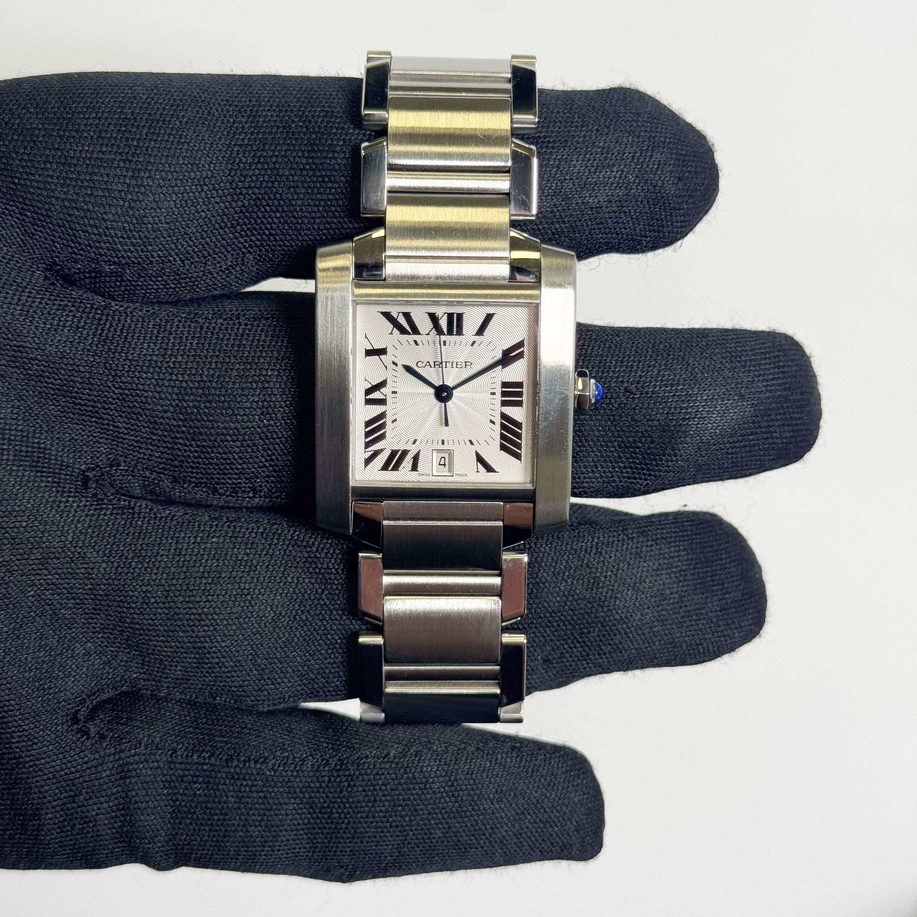 Cartier Tank Française Stainless Steel 28mm White Dial Watch Ref# W51002Q3 - Happy Jewelers Fine Jewelry Lifetime Warranty