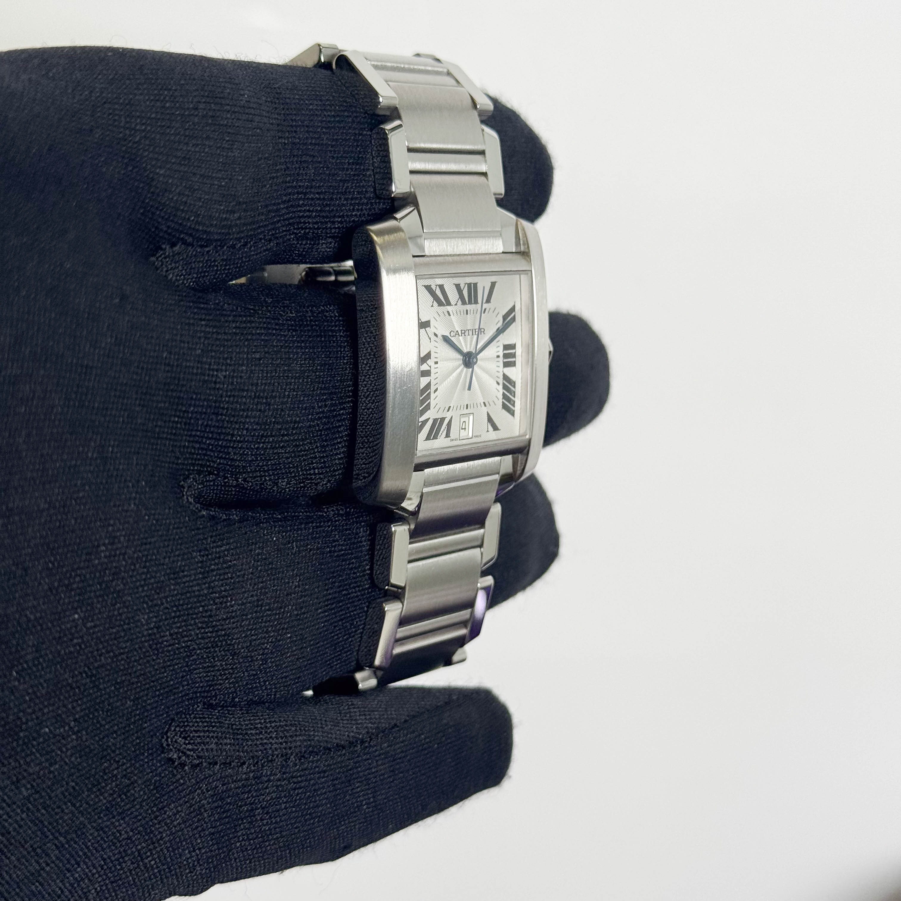 Cartier Tank Française Stainless Steel 28mm White Dial Watch Ref# W51002Q3 - Happy Jewelers Fine Jewelry Lifetime Warranty