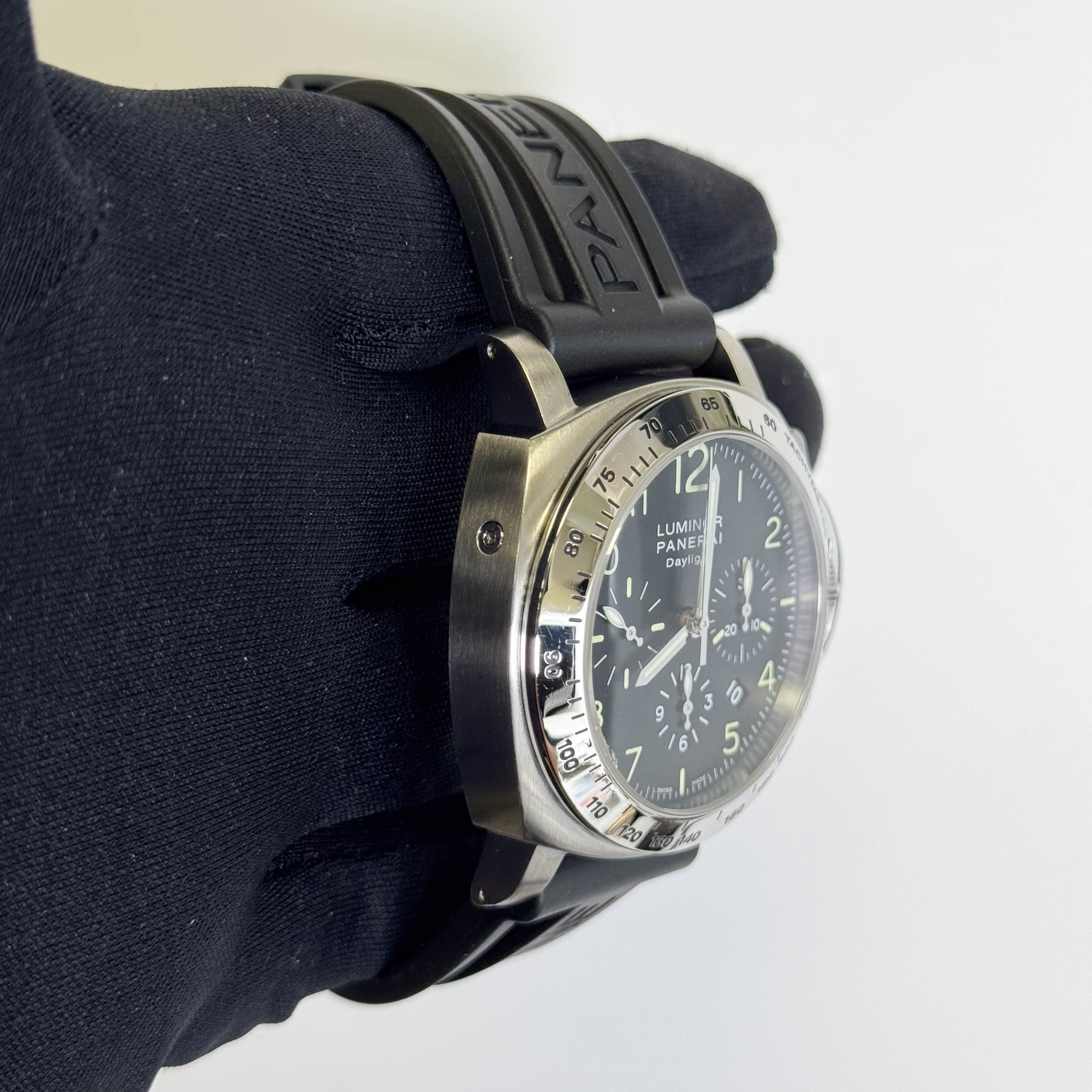 Panerai Luminor Chrono 44mm Black Dial Watch Ref# PAM00196 - Happy Jewelers Fine Jewelry Lifetime Warranty