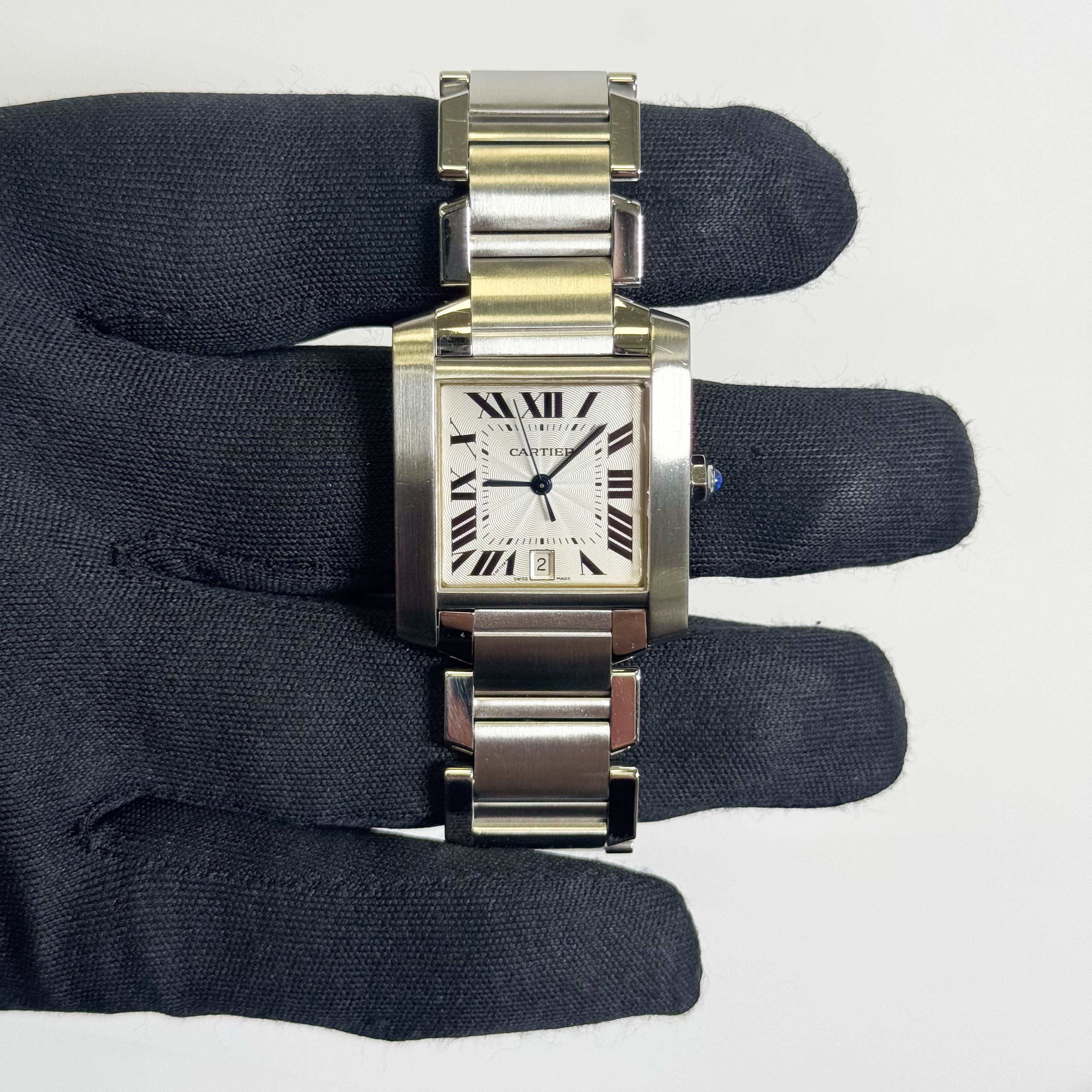 Cartier Tank Française Stainless Steel 28mm White Dial Watch Ref# W51002Q3 - Happy Jewelers Fine Jewelry Lifetime Warranty