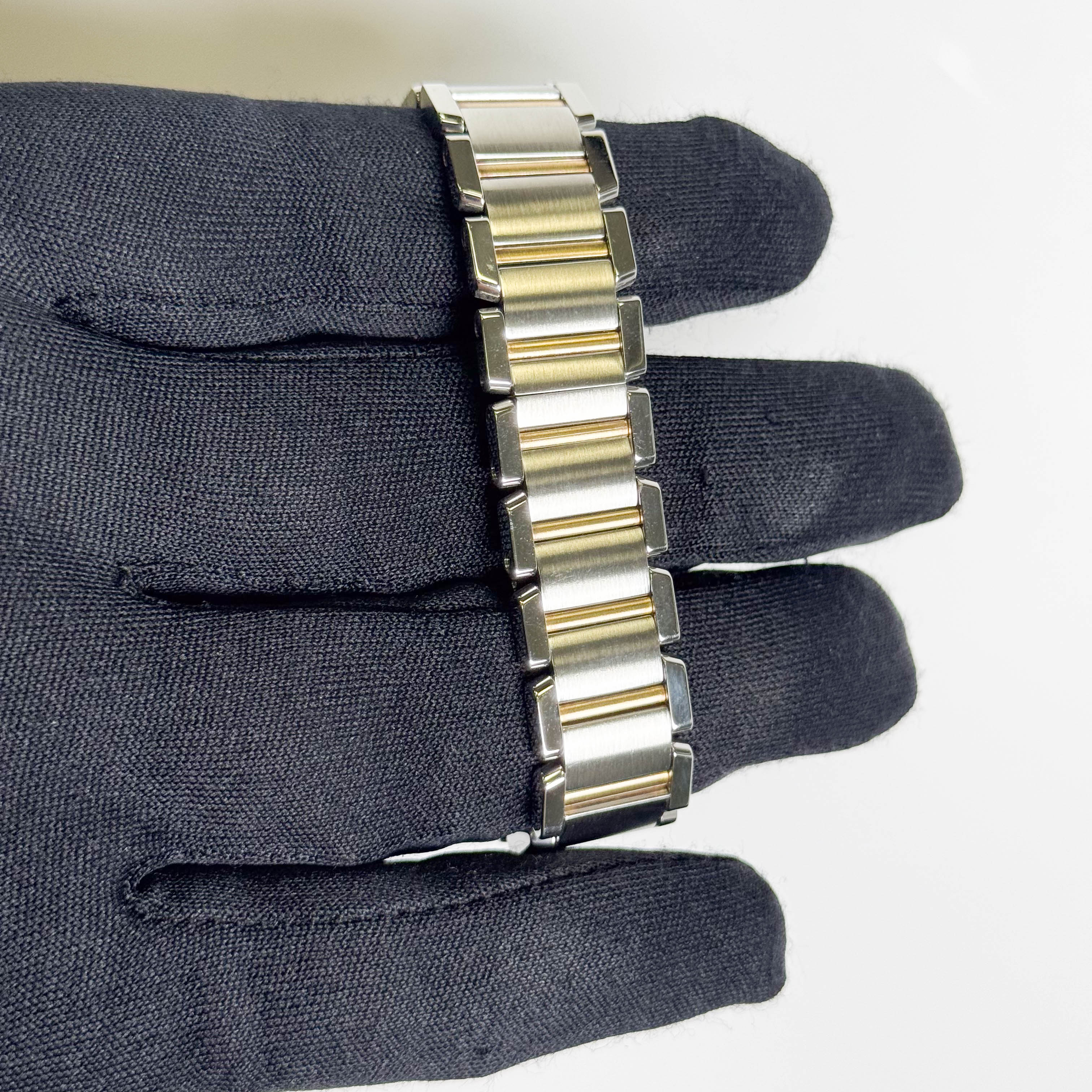 Cartier Tank Two-Tone Yellow Gold & Steel 25x20mm White Dial Watch Ref# W51007Q4 - Happy Jewelers Fine Jewelry Lifetime Warranty