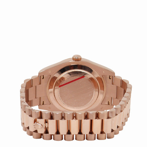 Rolex Men's Day Date Everose Gold 41mm Pink Diamond Dial Watch Reference# 218235 - Happy Jewelers Fine Jewelry Lifetime Warranty