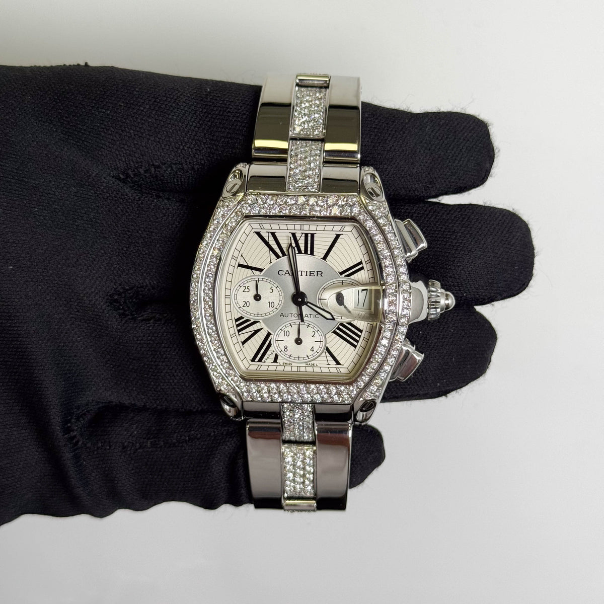 Cartier Roadster 48mm Silver Chronograph Dial Watch Ref# W62019X6 - Happy Jewelers Fine Jewelry Lifetime Warranty