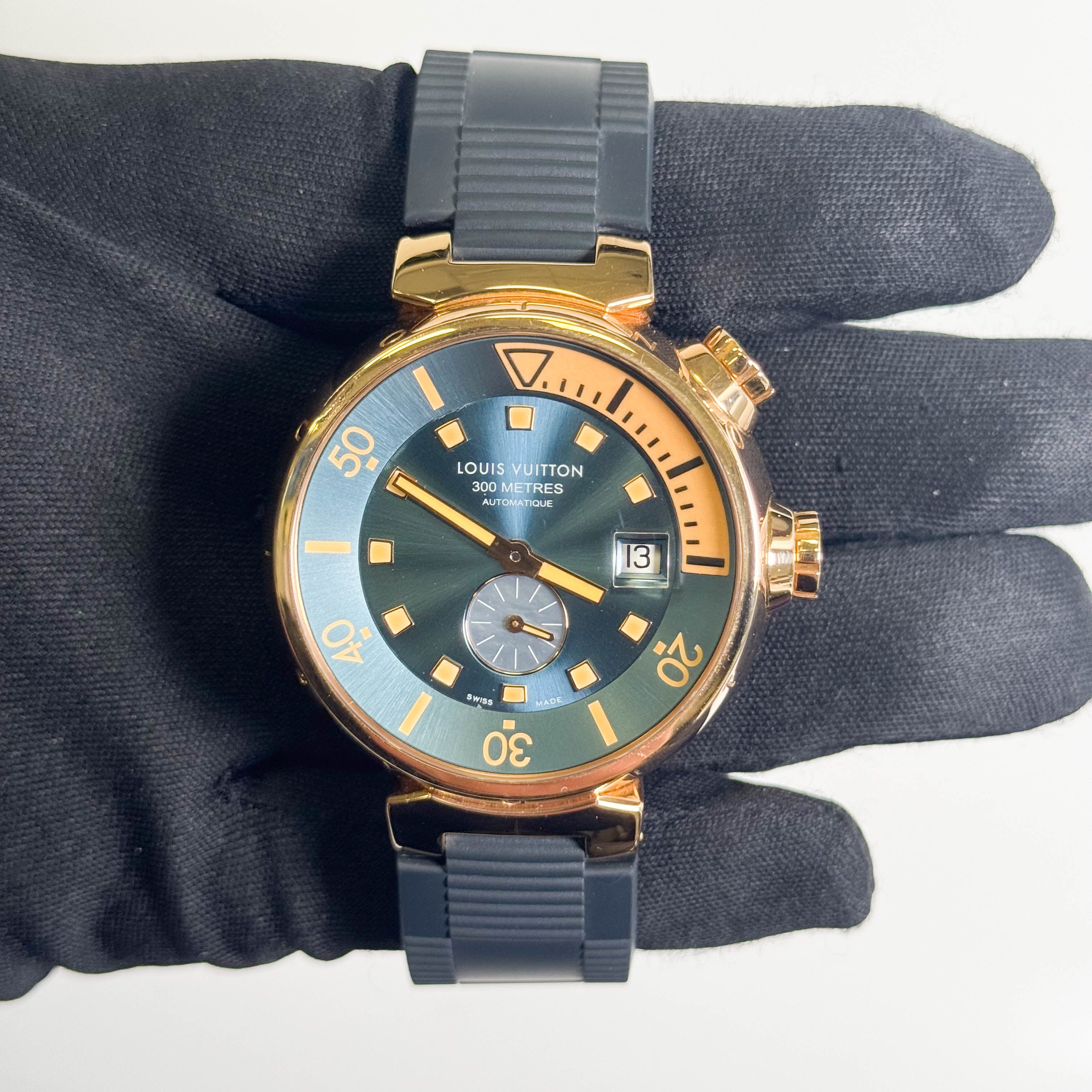 Louis Vuitton Tambour 44mm Blue Dial Watch Ref# Q103E - Happy Jewelers Fine Jewelry Lifetime Warranty