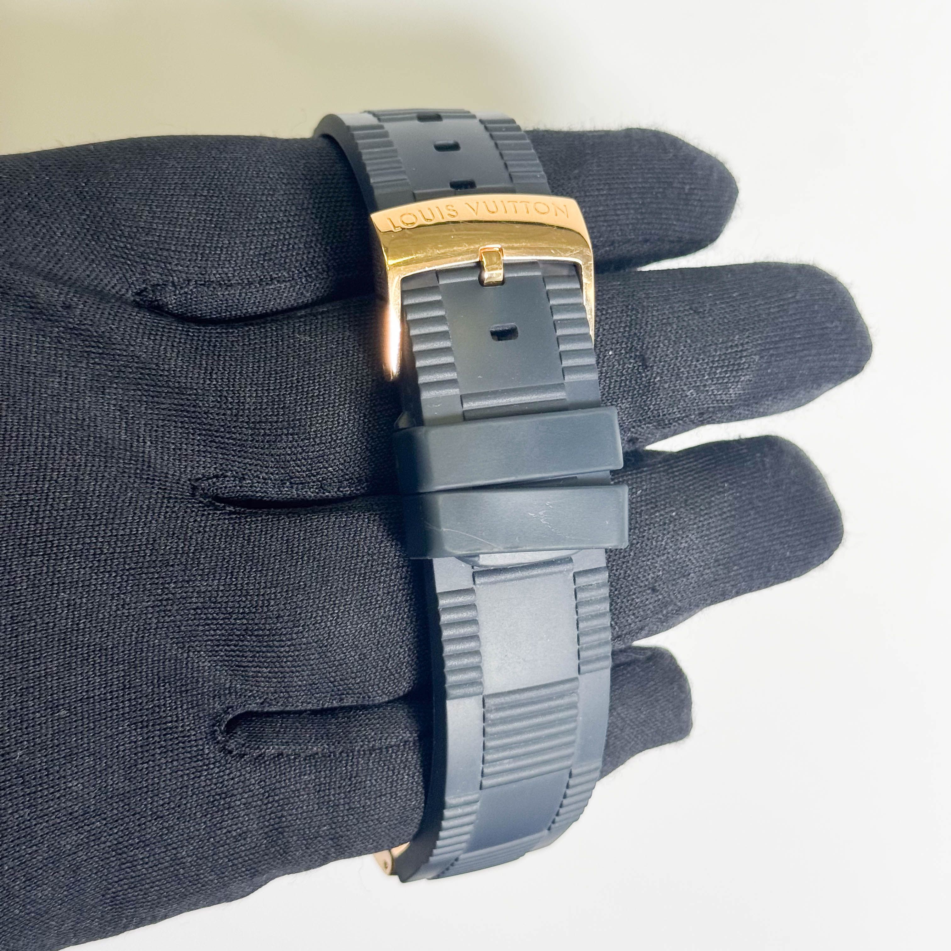 Louis Vuitton Tambour 44mm Blue Dial Watch Ref# Q103E - Happy Jewelers Fine Jewelry Lifetime Warranty