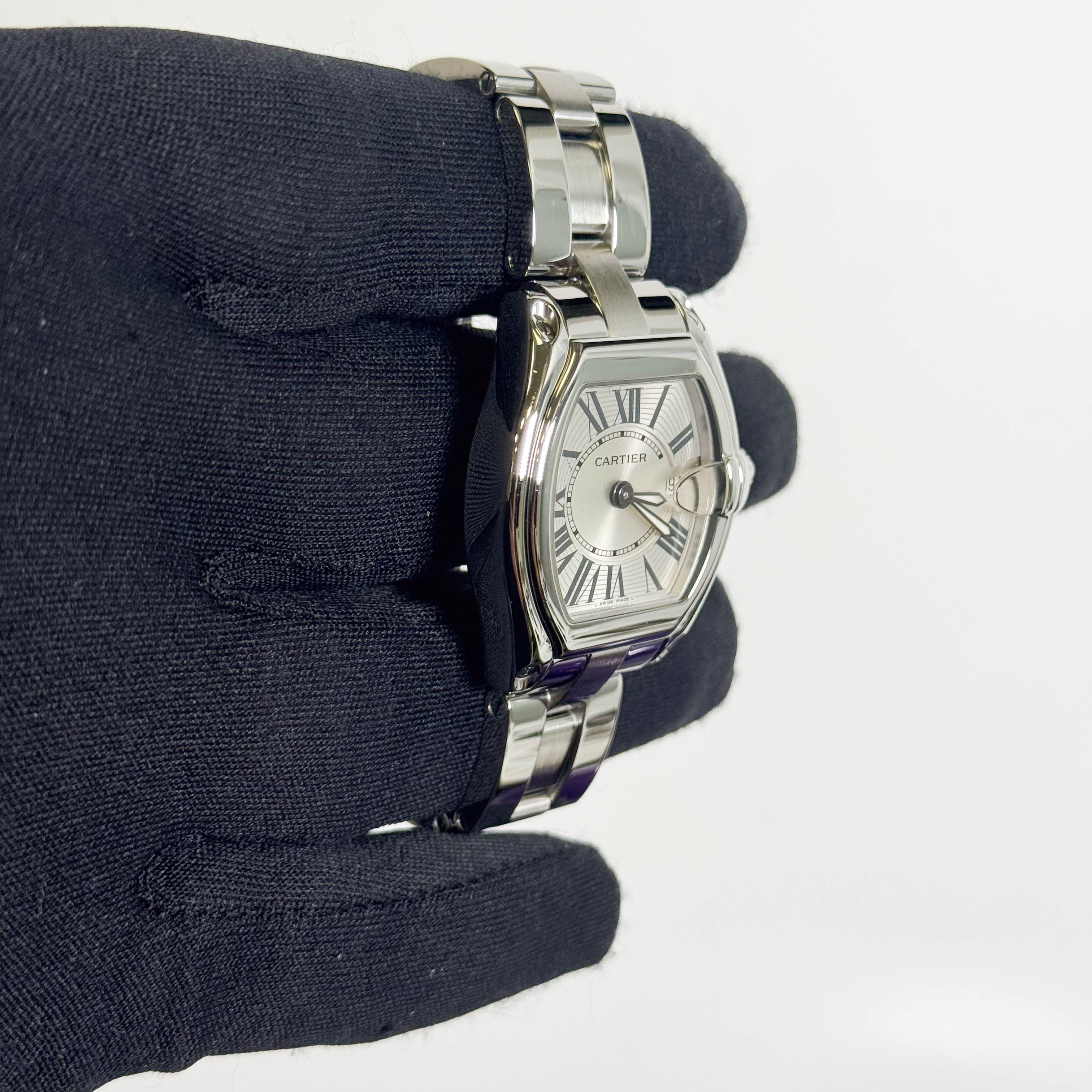 Cartier Roadster Stainless Steel 31mm Silver Dial Watch Ref# W62016V3 - Happy Jewelers Fine Jewelry Lifetime Warranty