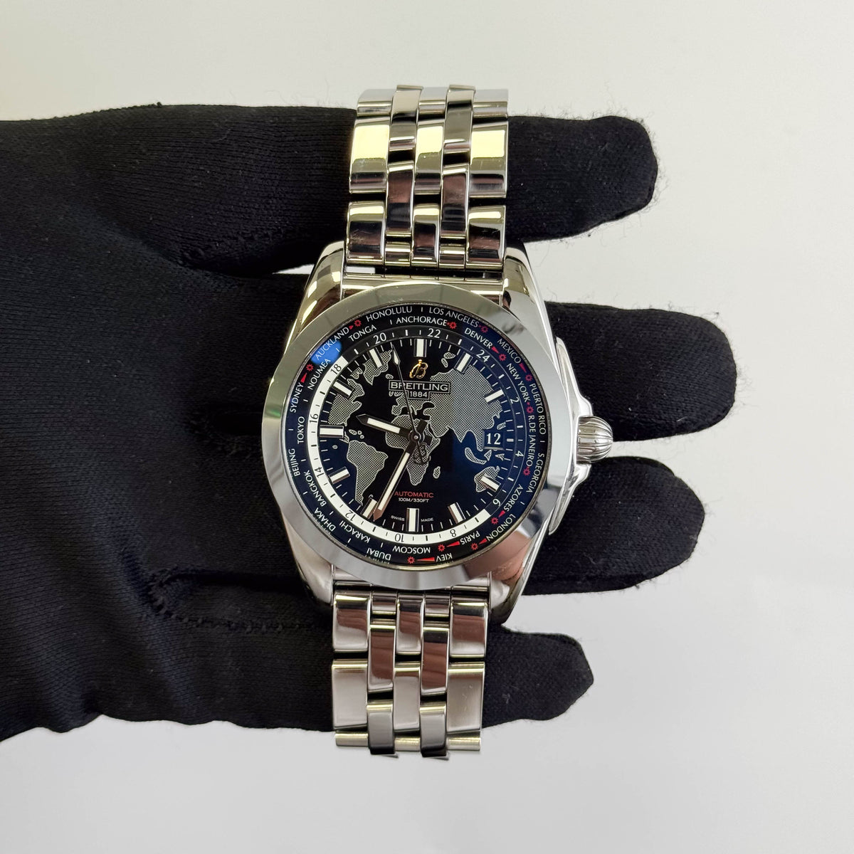 Breitling Galactic Unitime 44mm Black Dial Watch Ref# WB3510 - Happy Jewelers Fine Jewelry Lifetime Warranty