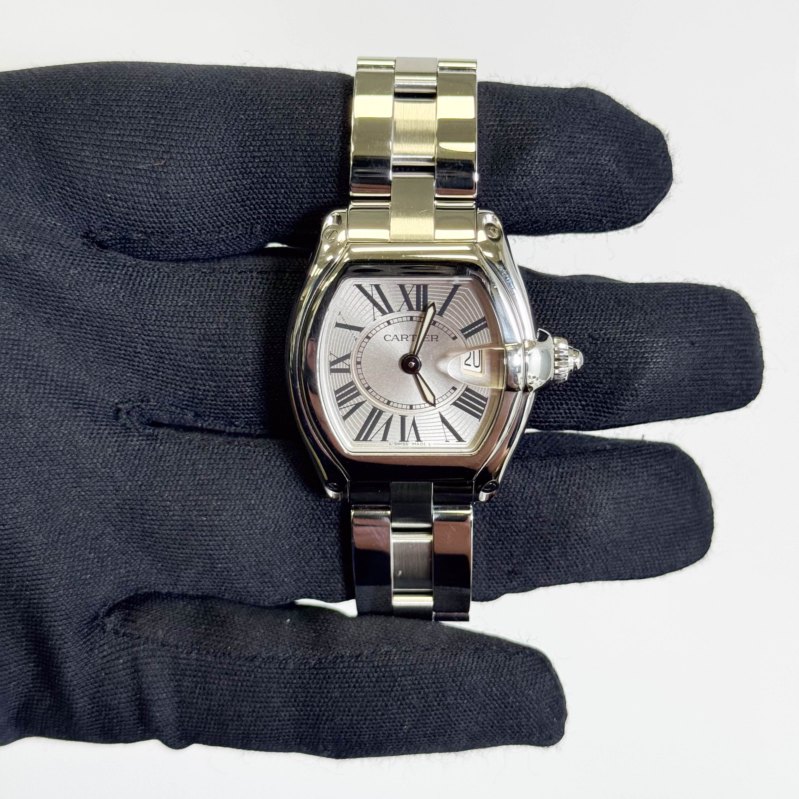 Cartier Roadster Stainless Steel 31mm Silver Dial Watch Ref# W62016V3 - Happy Jewelers Fine Jewelry Lifetime Warranty