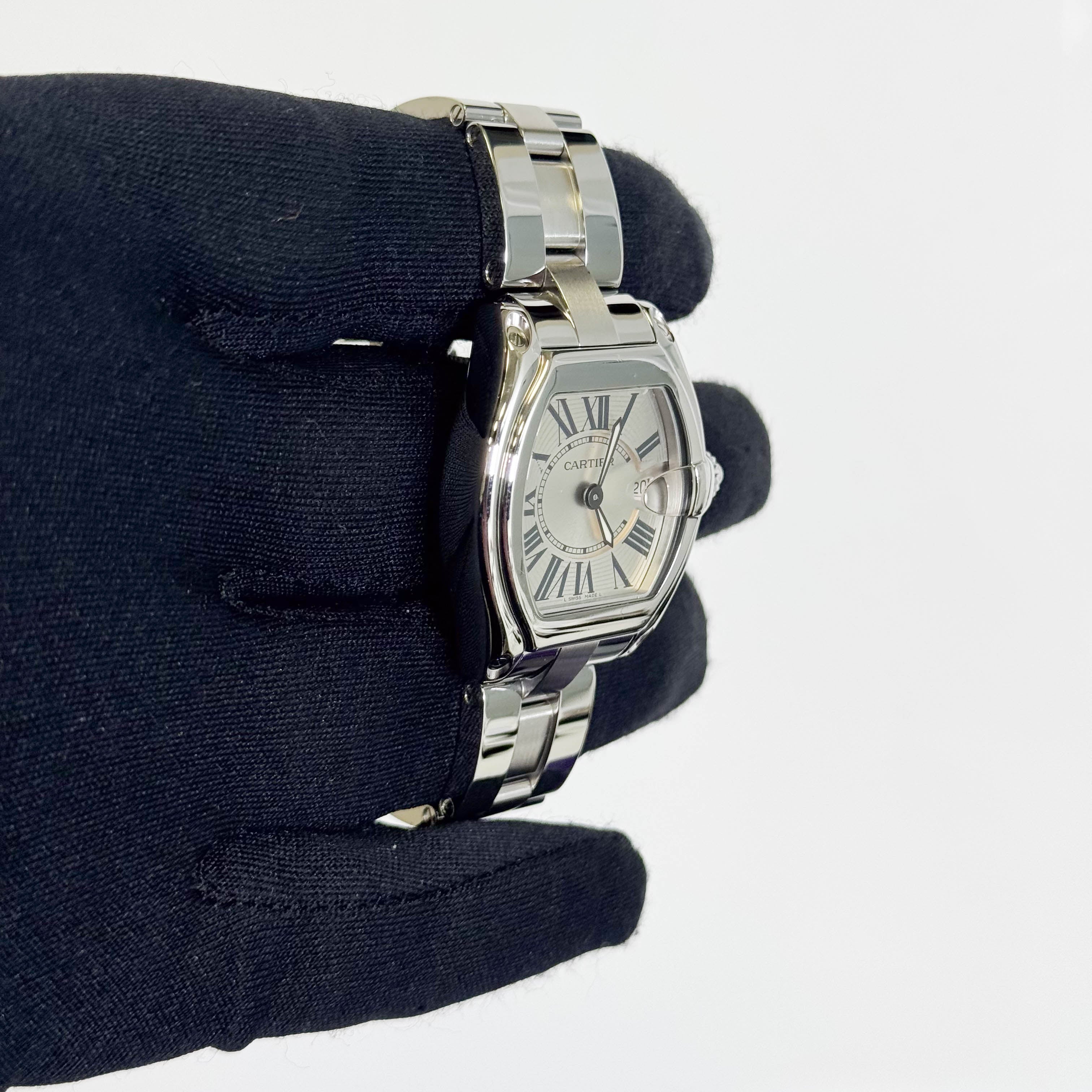 Cartier Roadster Stainless Steel 31mm Silver Dial Watch Ref# W62016V3 - Happy Jewelers Fine Jewelry Lifetime Warranty