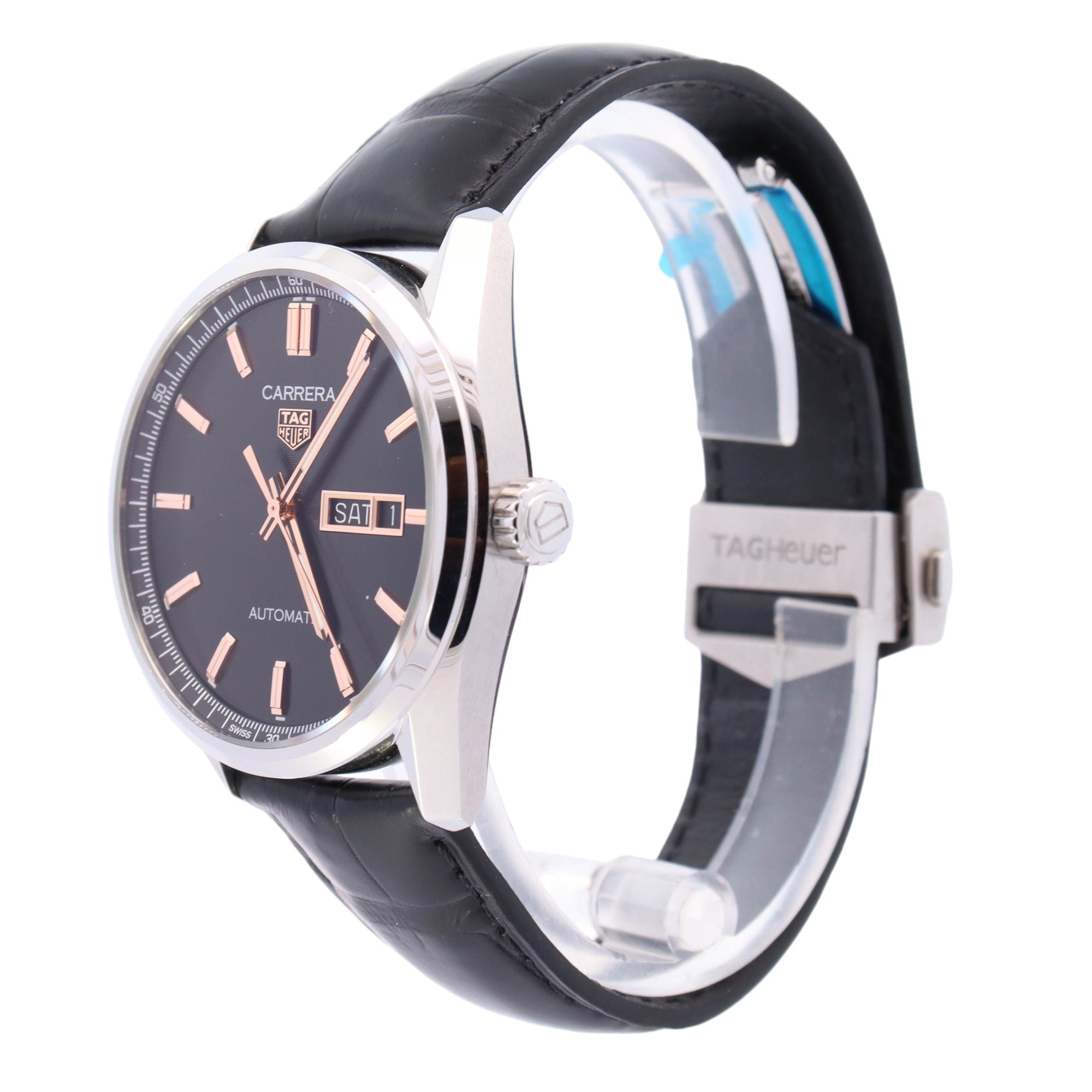 Tag Heuer Carrera Stainless Steel 41mm Black Stick Dial Watch Reference# WBN2013 - Happy Jewelers Fine Jewelry Lifetime Warranty