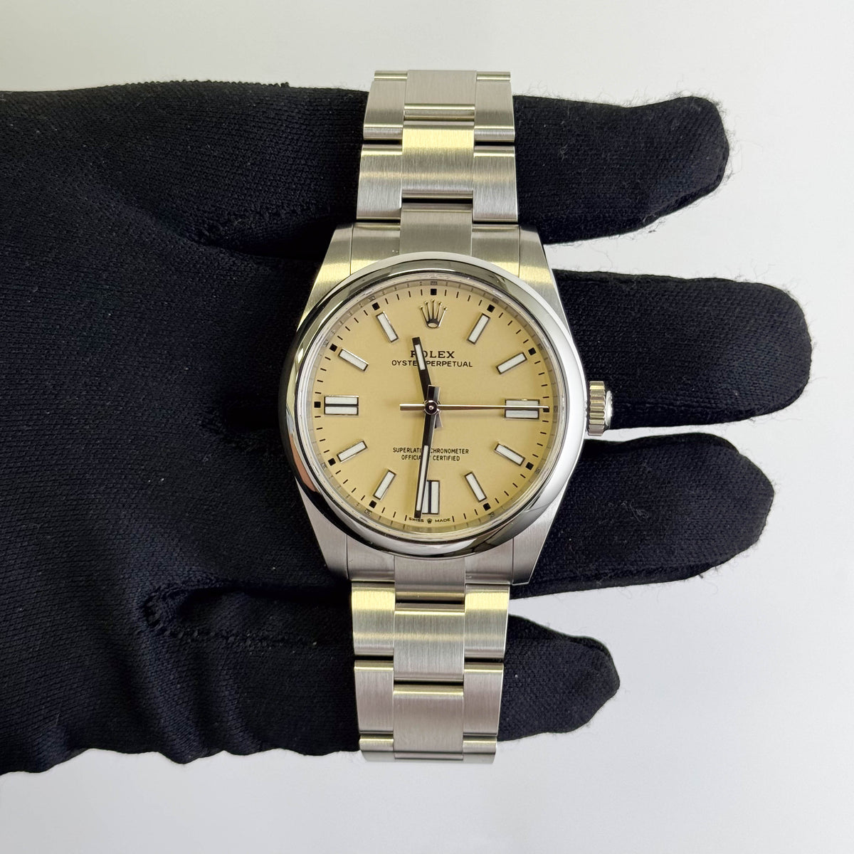 Rolex Oyster Perpetual 41mm Beige Dial Watch Ref# 134300 - Happy Jewelers Fine Jewelry Lifetime Warranty