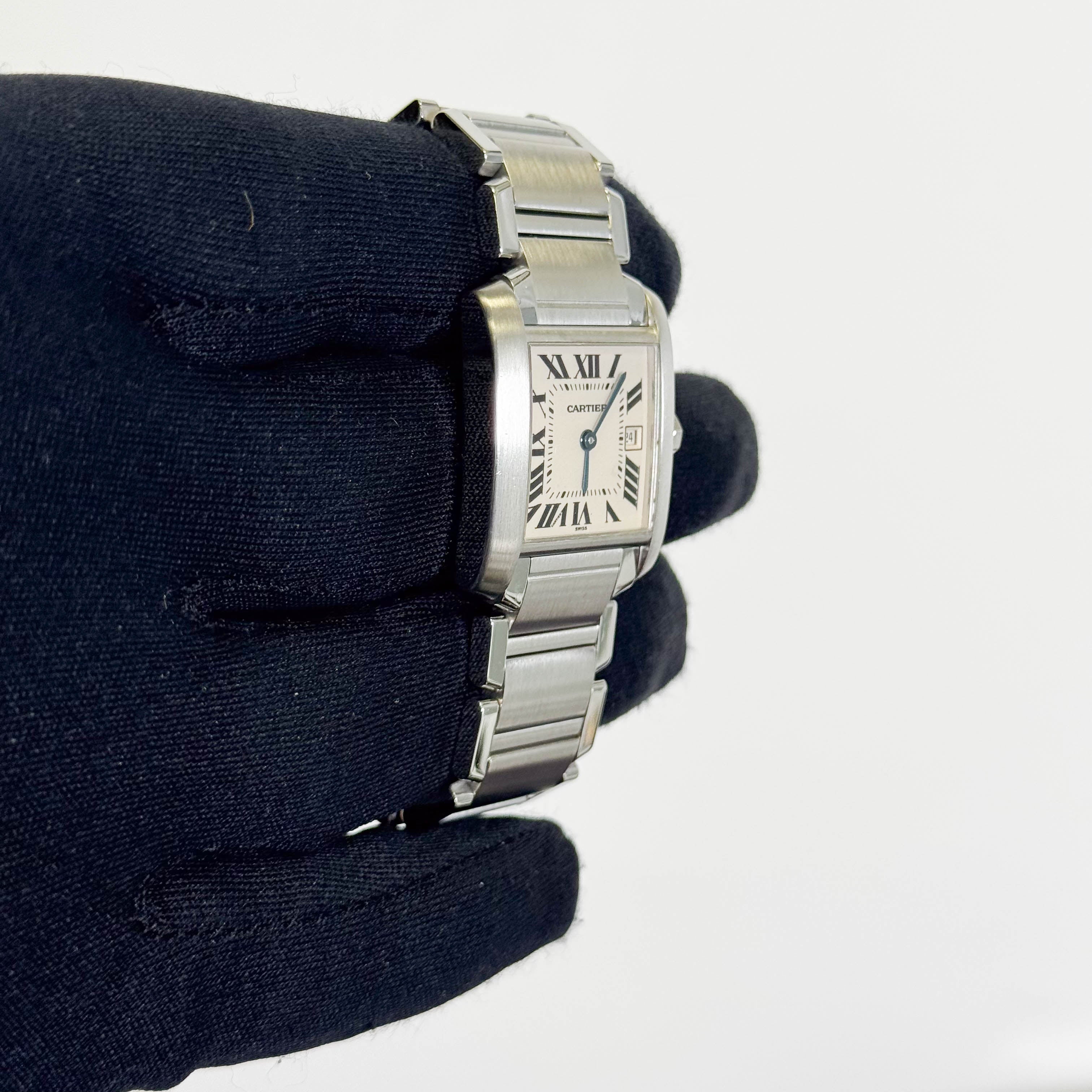 Cartier Tank Stainless Steel 25mm White/Ivory Dial Watch Ref# W51011Q3 - Happy Jewelers Fine Jewelry Lifetime Warranty