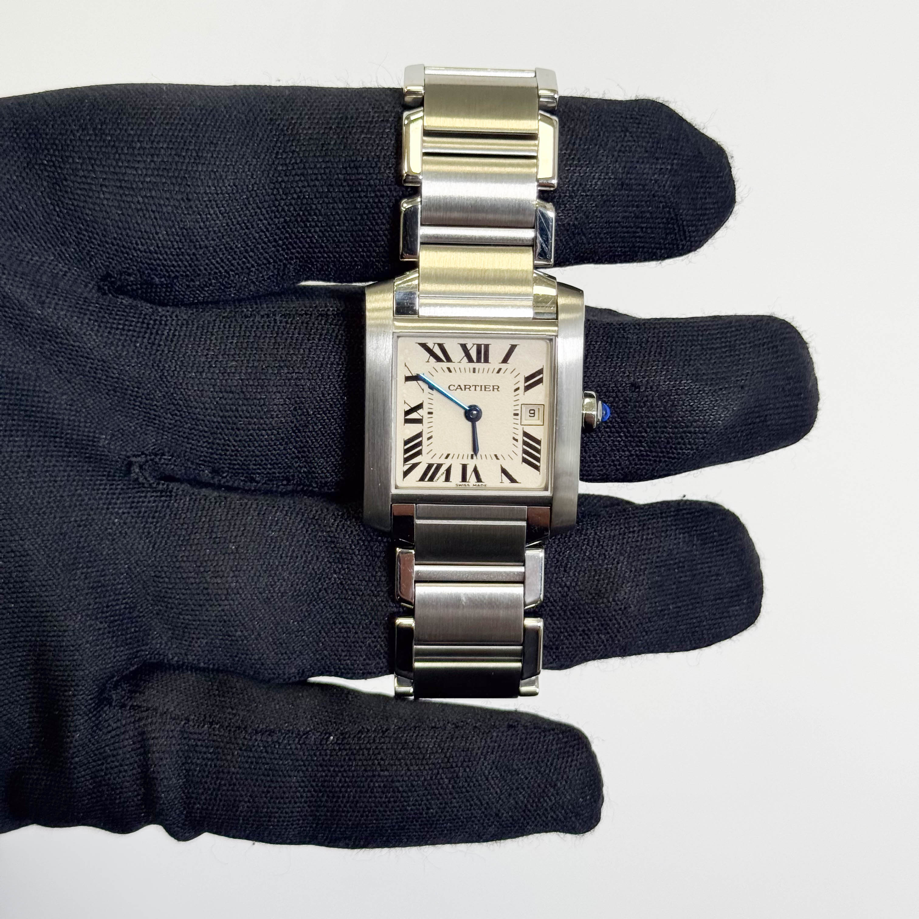 Cartier Tank Stainless Steel 25mm White/Ivory Dial Watch Ref# W51011Q3 - Happy Jewelers Fine Jewelry Lifetime Warranty