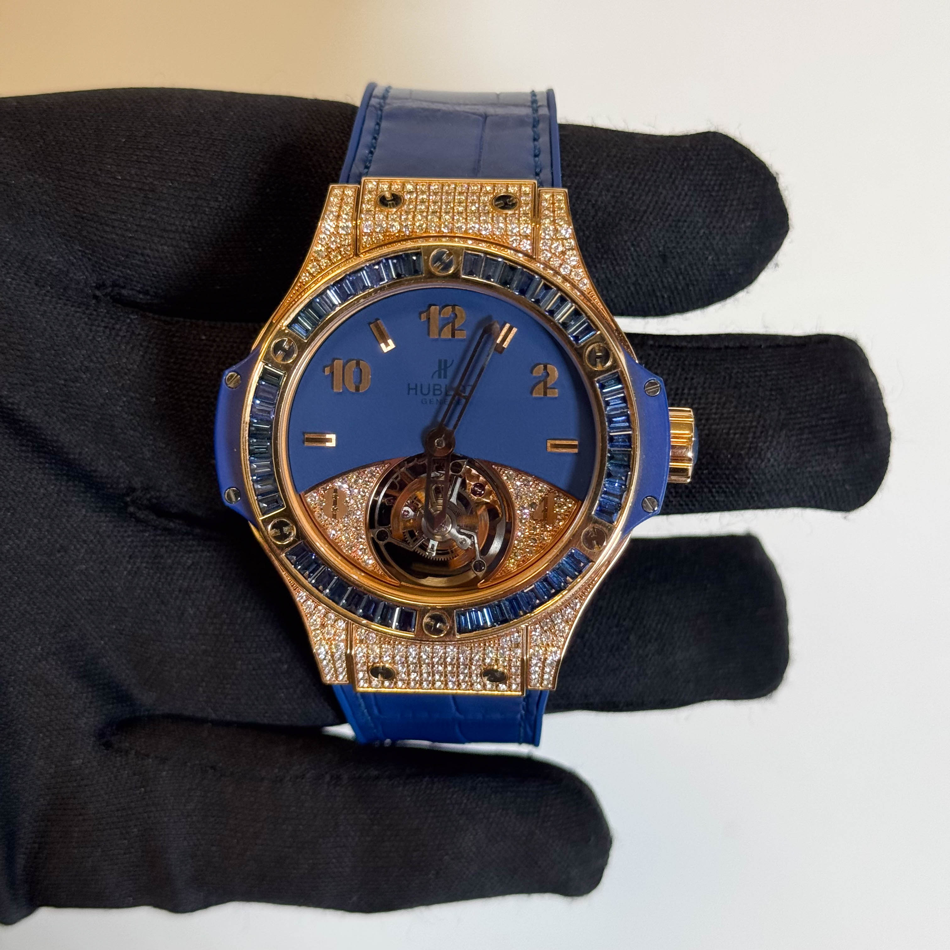 Hublot Big Bang Tutti Fruitti 41mm Blue Tourbillion Dial Watch Ref# 345.PL.5190.LR.0901