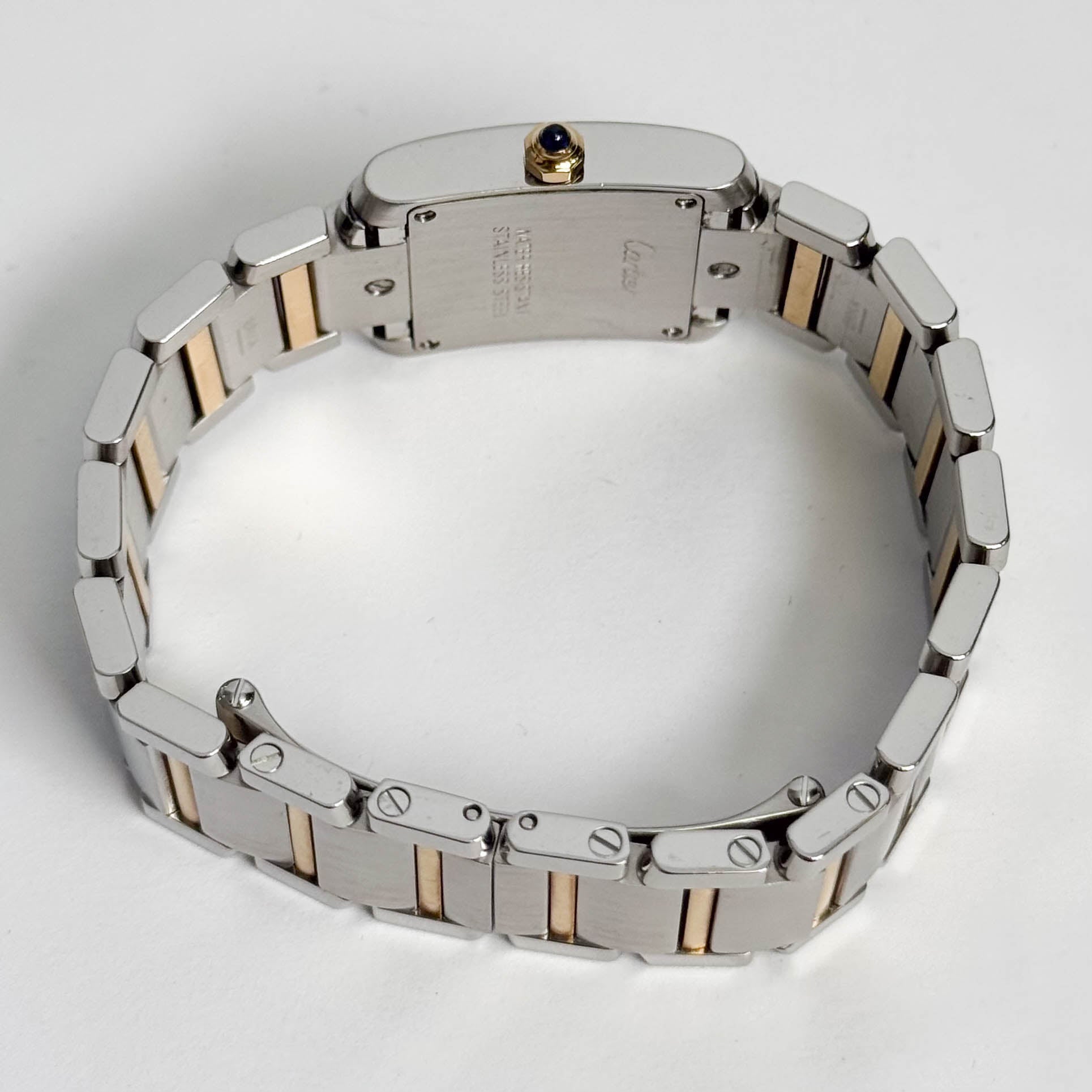 Cartier Tank Two-Tone Yellow Gold & Steel 25x20mm White Dial Watch Ref# W51007Q4 - Happy Jewelers Fine Jewelry Lifetime Warranty