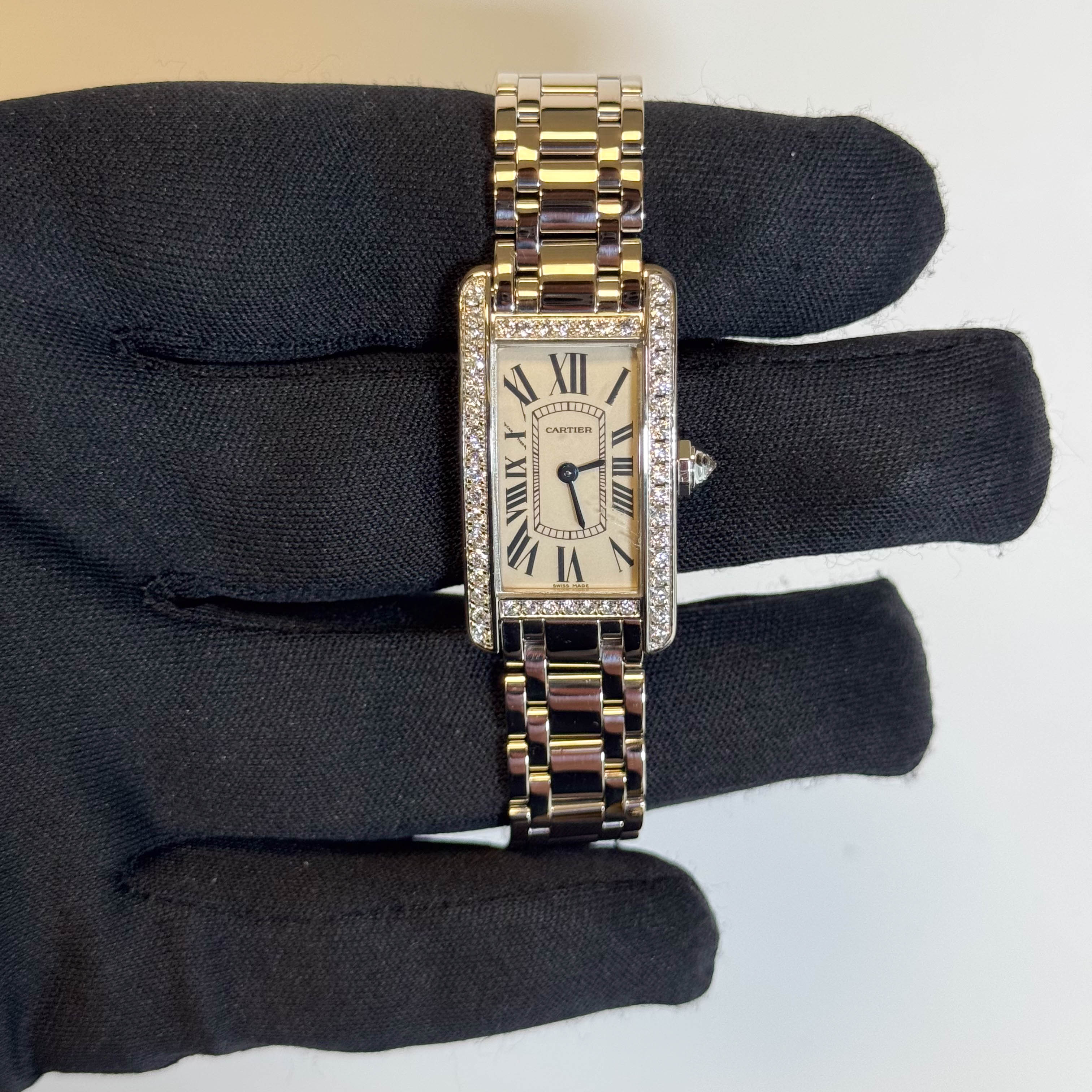 Cartier Tank 23mm Ivory Dial Watch Ref# WB7073L1