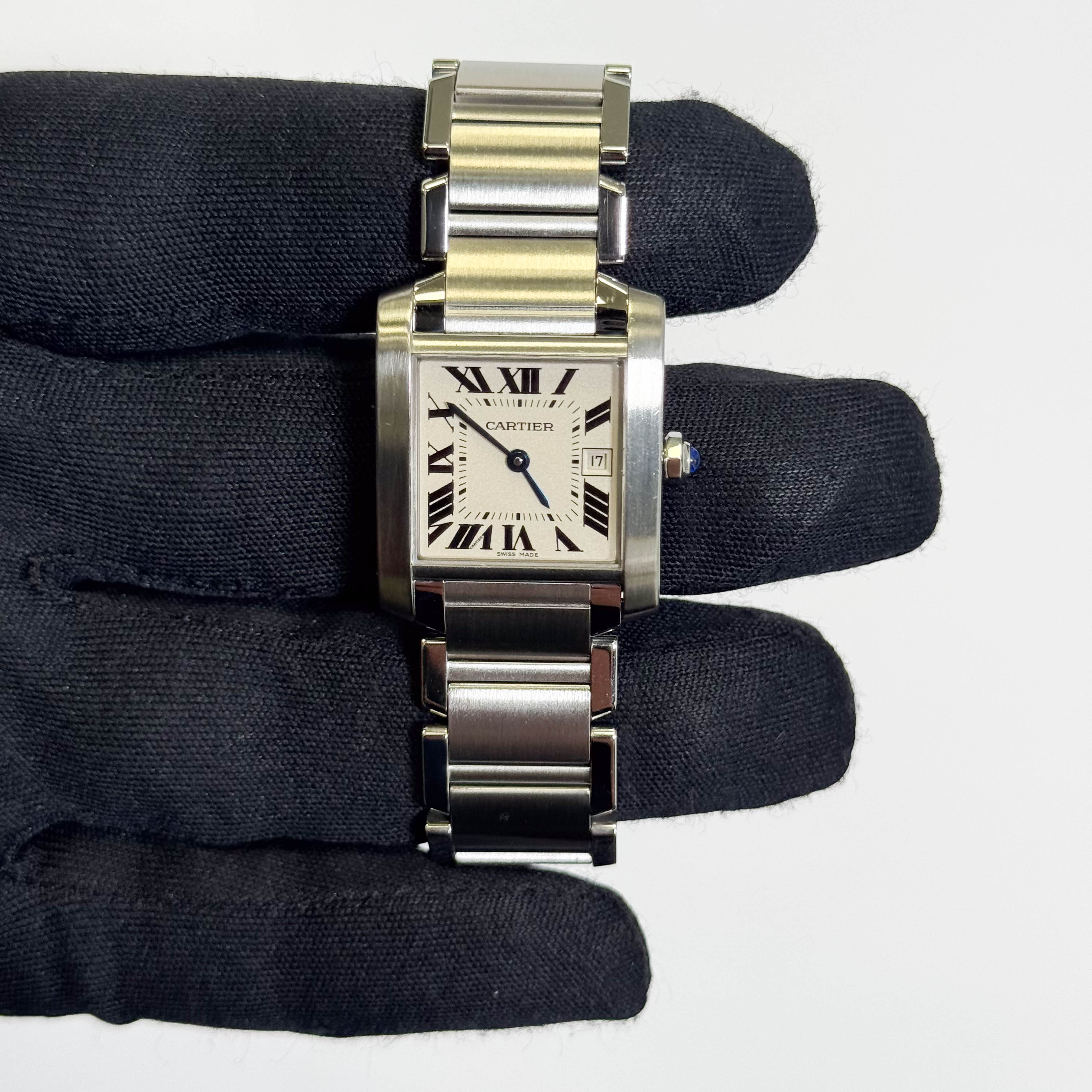 Cartier Tank Stainless Steel 25mm White/Ivory Dial Watch Ref# W51011Q3 - Happy Jewelers Fine Jewelry Lifetime Warranty