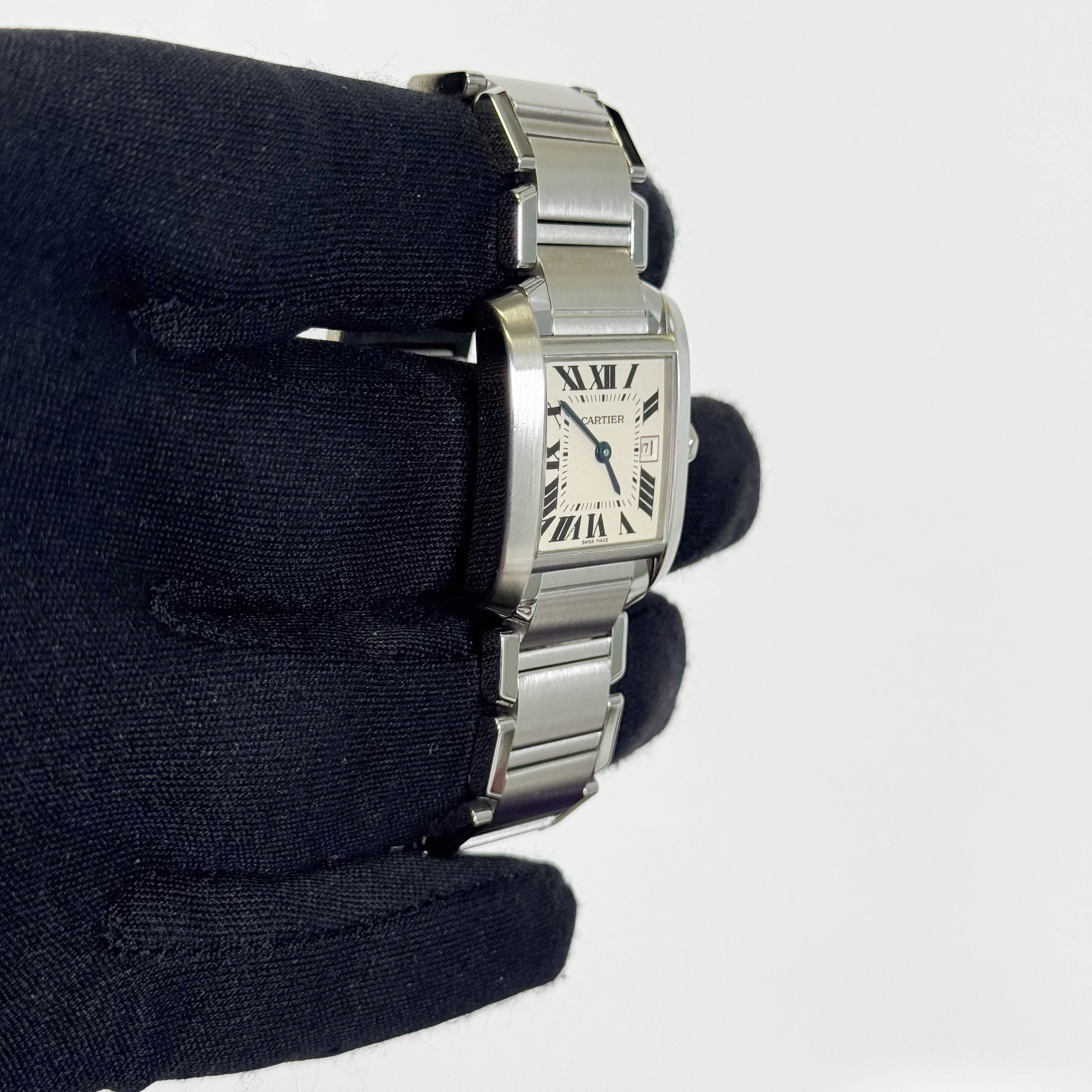 Cartier Tank Stainless Steel 25mm White/Ivory Dial Watch Ref# W51011Q3 - Happy Jewelers Fine Jewelry Lifetime Warranty
