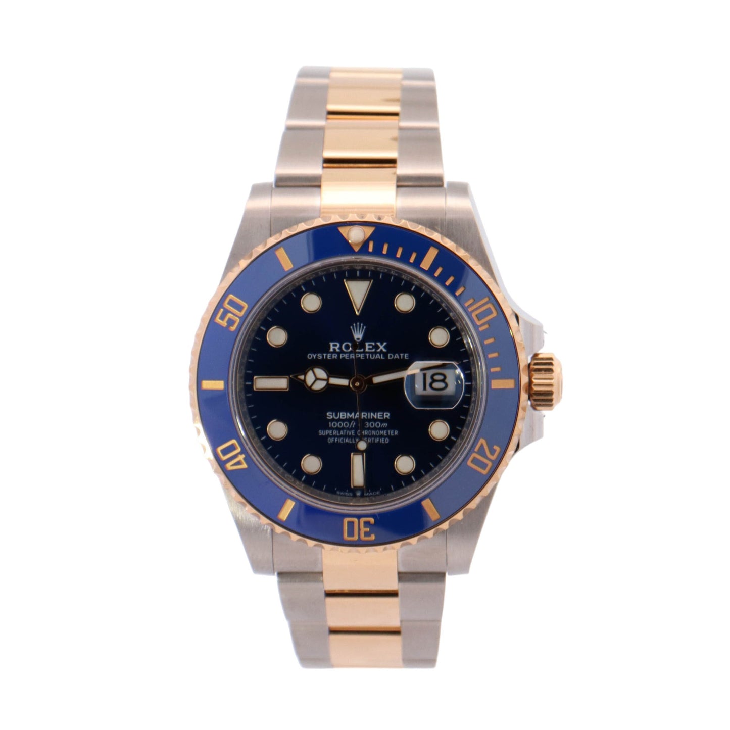 Rolex Submariner Two-Tone Stainless Steel & Yellow Gold 41mm Blue Dot Dial Watch Reference #: 126613LB