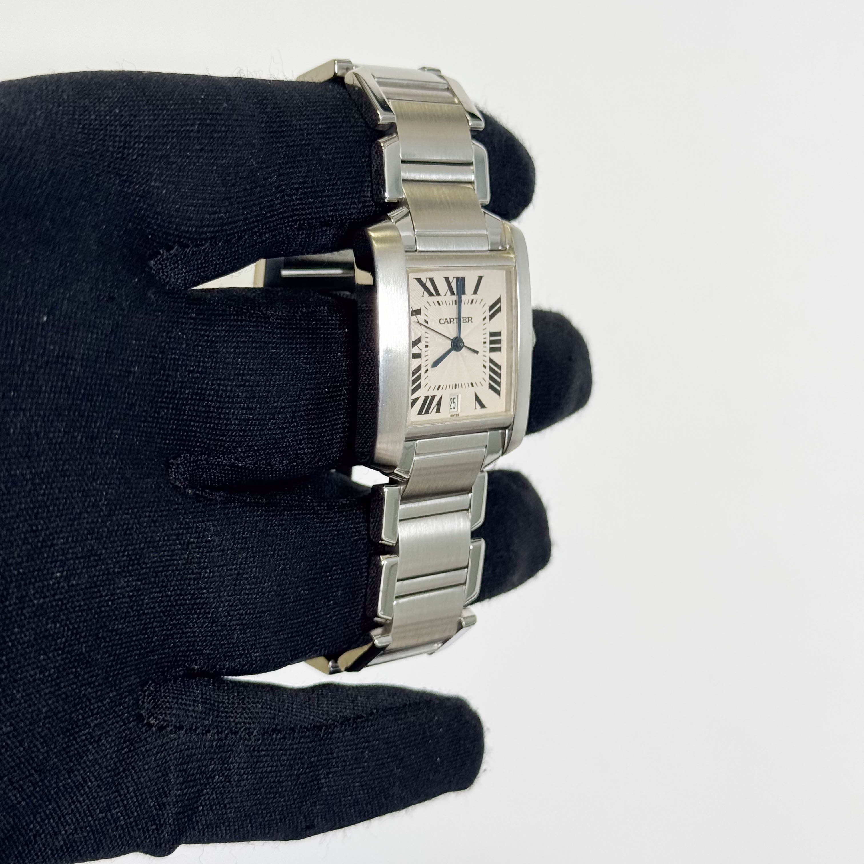 Cartier Tank Française Stainless Steel 28mm White Dial Watch Ref# W51002Q3 - Happy Jewelers Fine Jewelry Lifetime Warranty