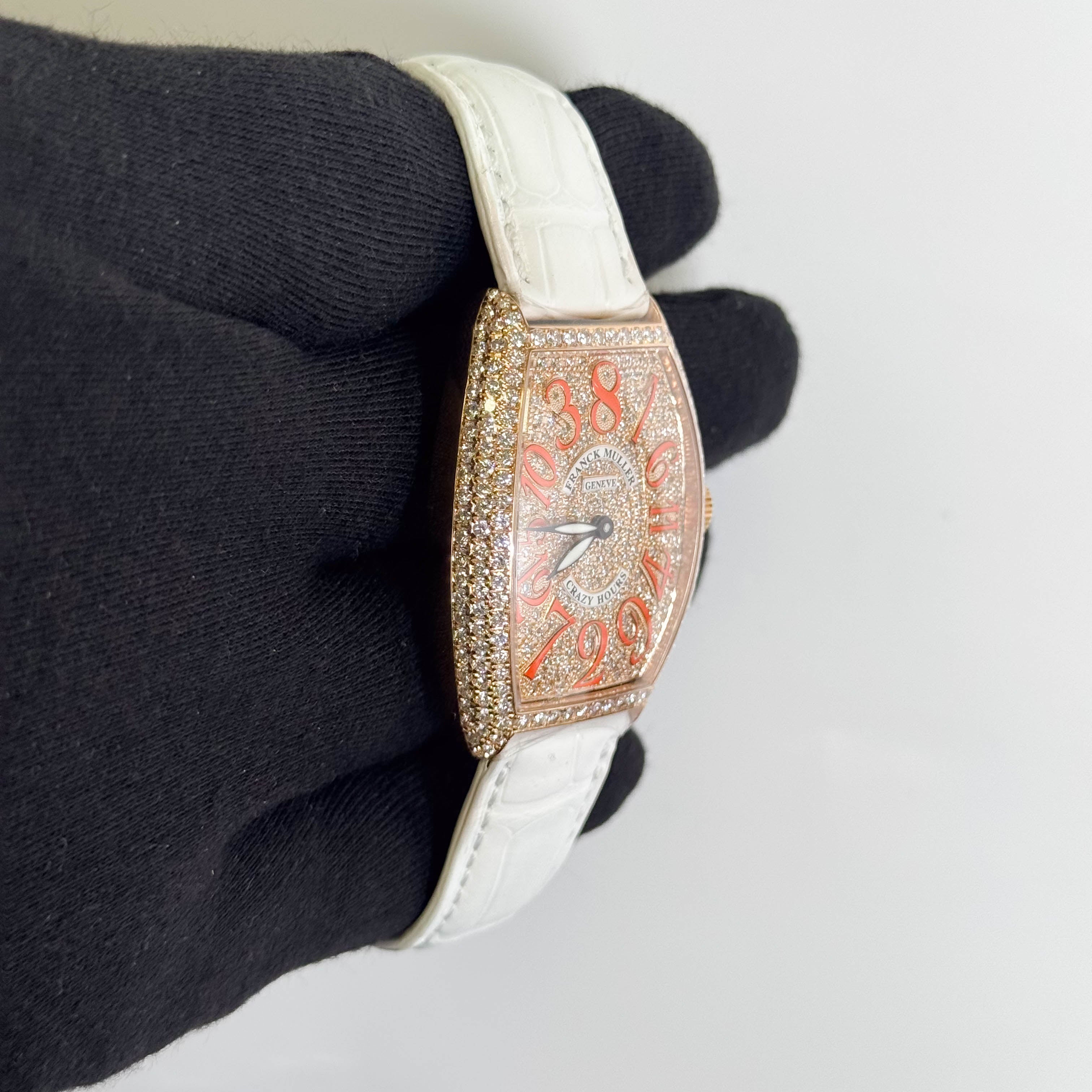 Frank Muller Cintree Curvex 32x45mm Factory Pave Orange Dial Watch Ref# 5850 CH D CD