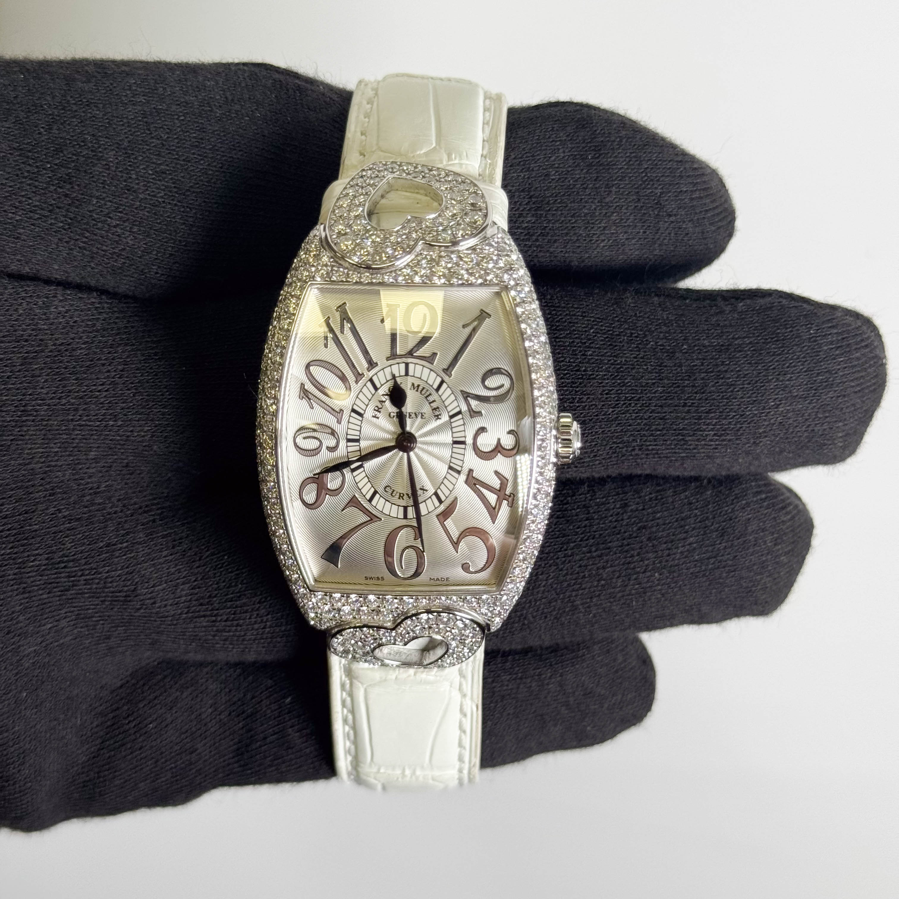 Franck Muller Cintrée Curvex 31 mm × 43 mm Silver Arabic Dial Watch Ref# 2852 SC RELIEF HJ