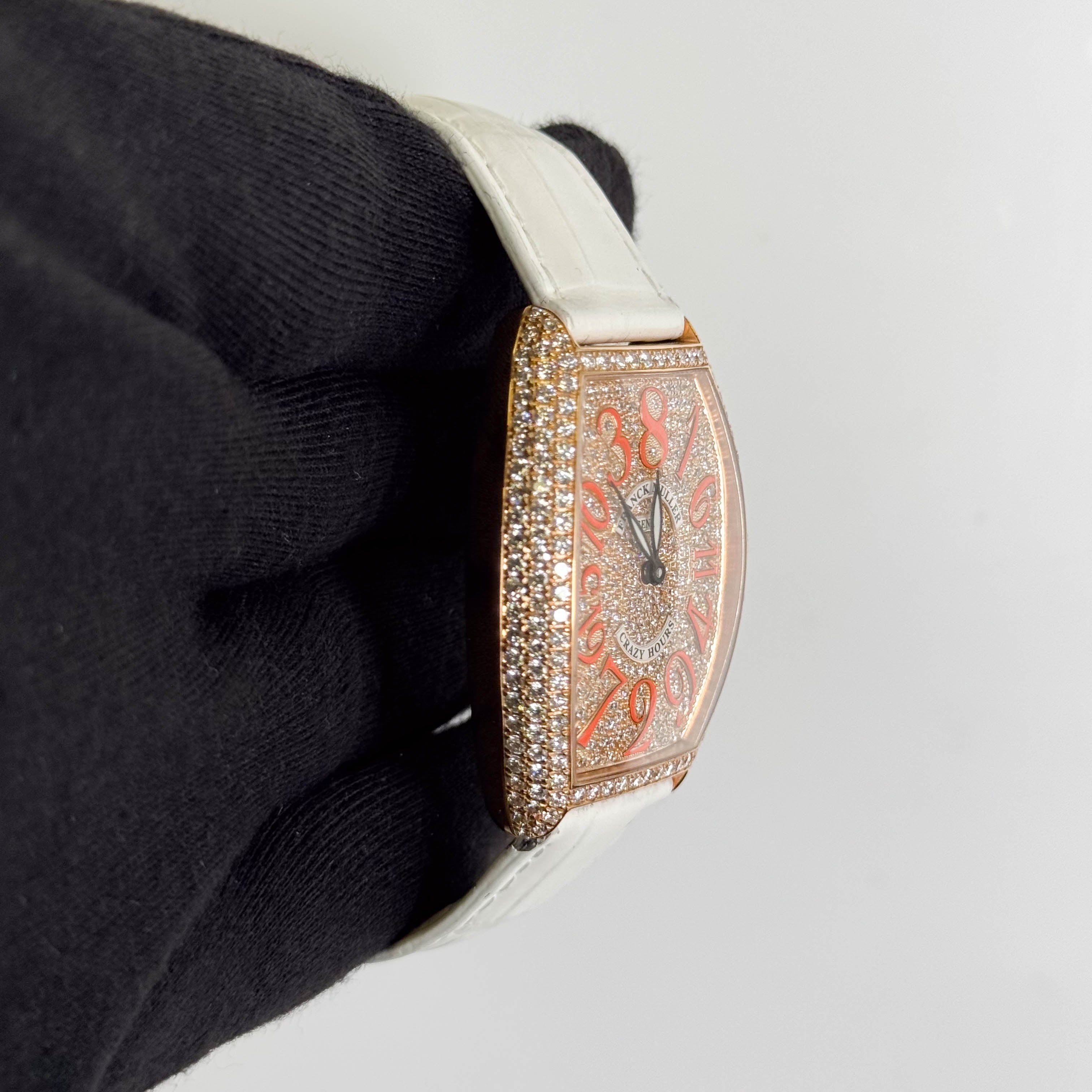 Frank Muller Cintree Curvex 32x45mm Factory Pave Orange Dial Watch Ref# 5850 CH D CD