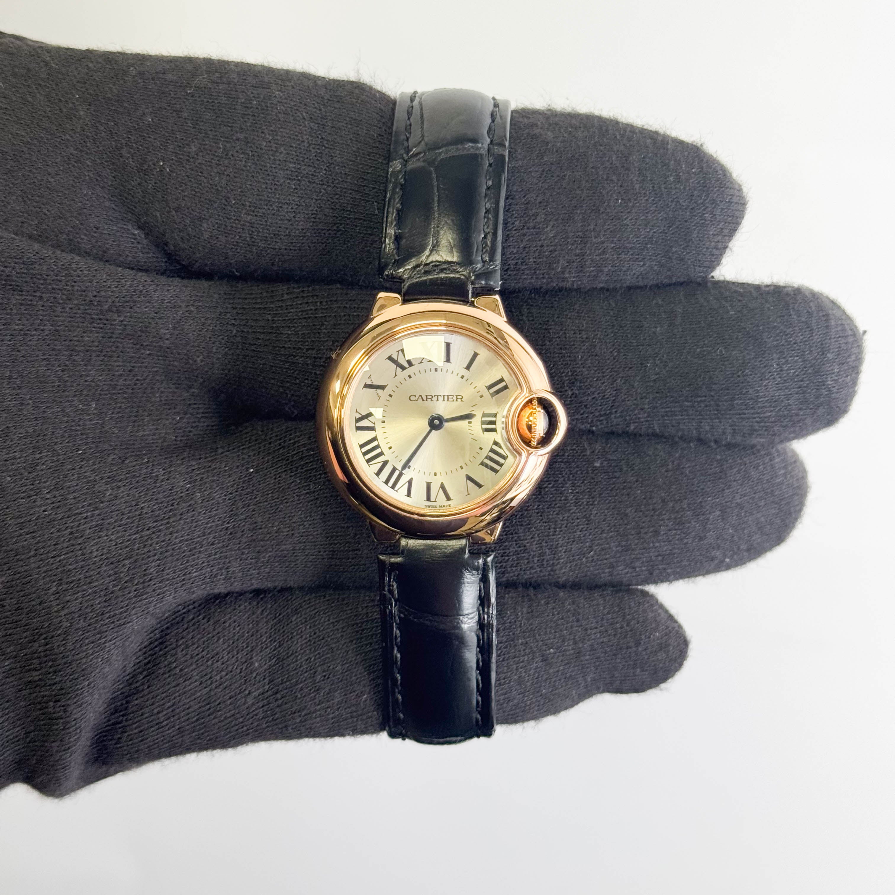 Cartier Ballon Bleu de Rose Gold 28.6mm Silver Dial Watch Ref# W6900256