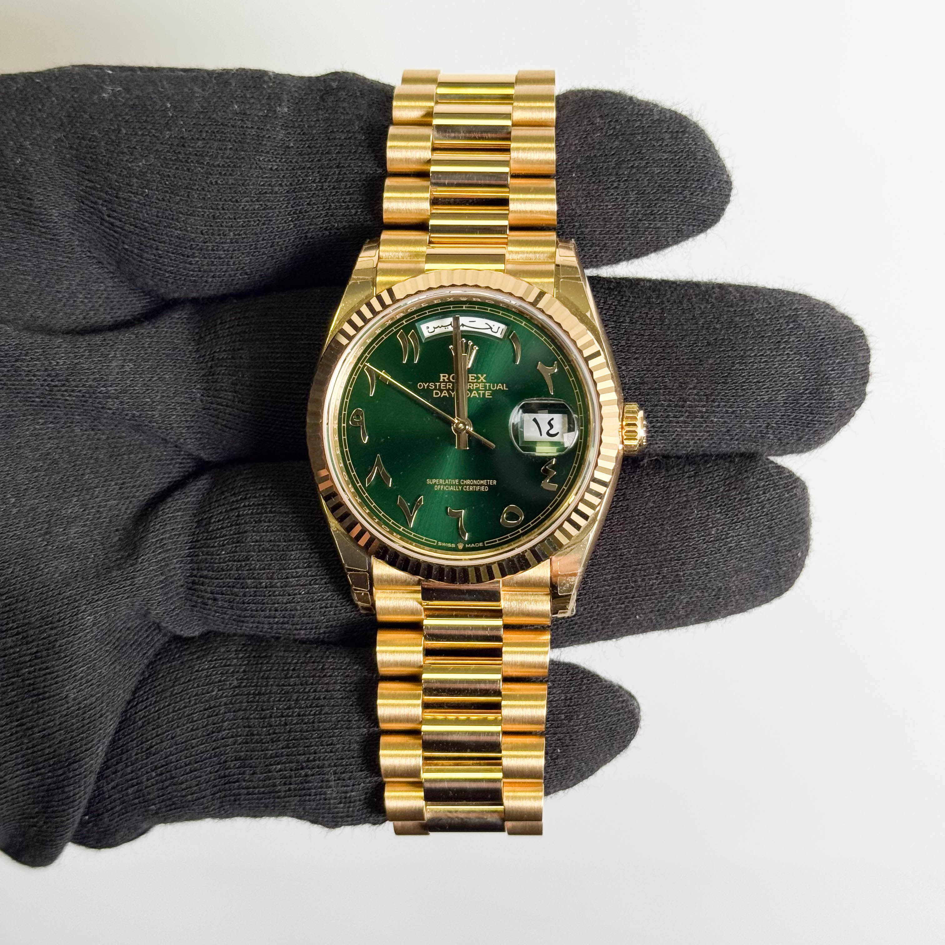 Rolex Day-Date 36mm Green Dial Watch Ref# 128238