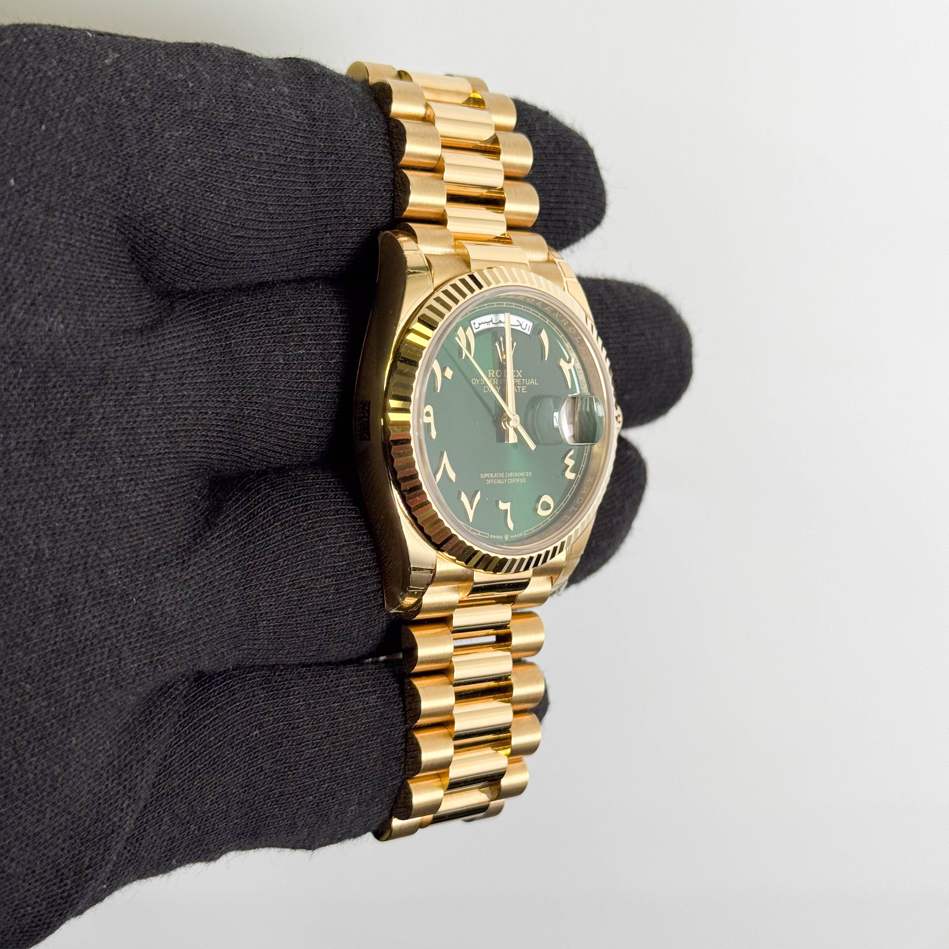 Rolex Day-Date 36mm Green Dial Watch Ref# 128238