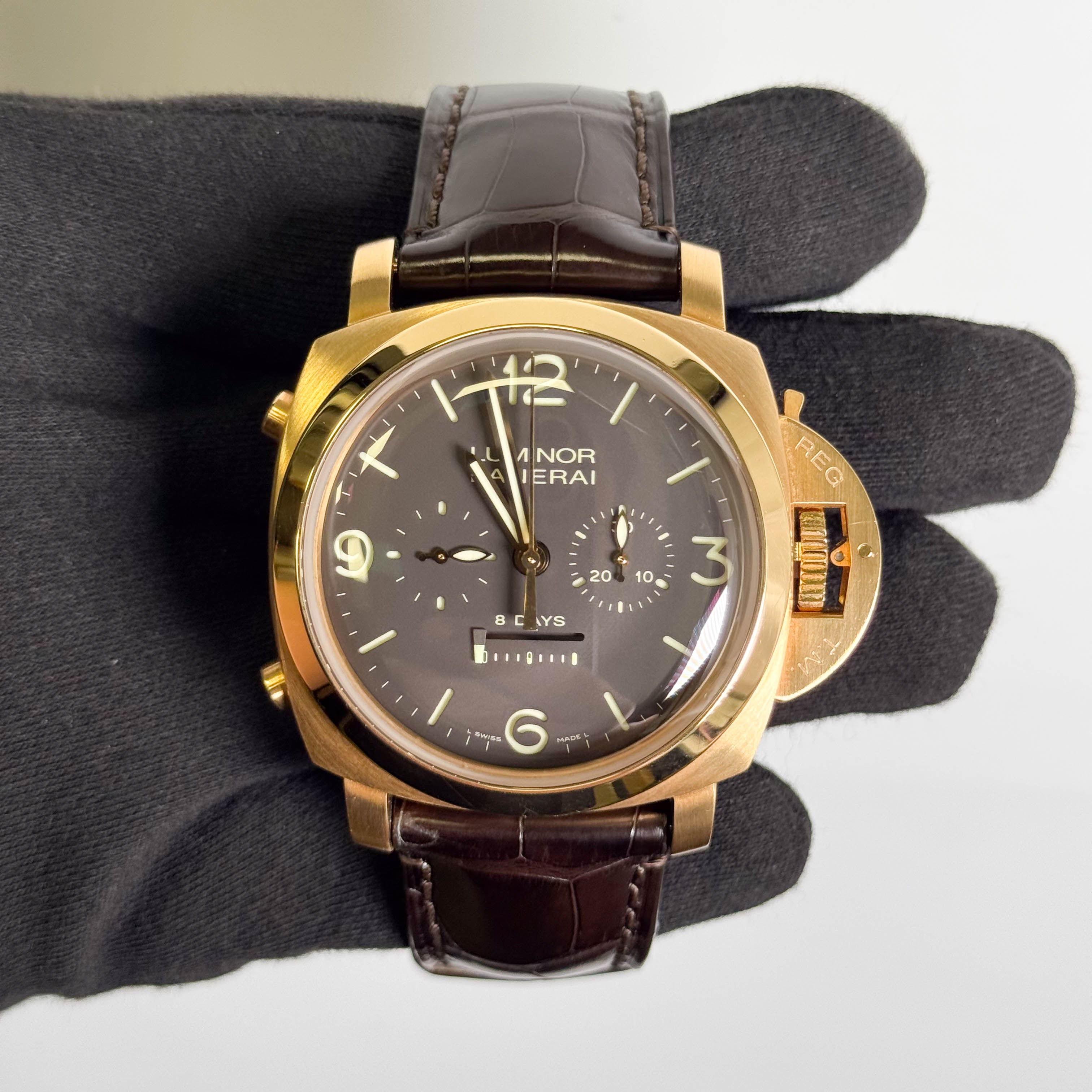 Panerai Luminor 1950 8 Days Rattrapante 47mm Brown Dial Watch Watch Ref# PAM00319