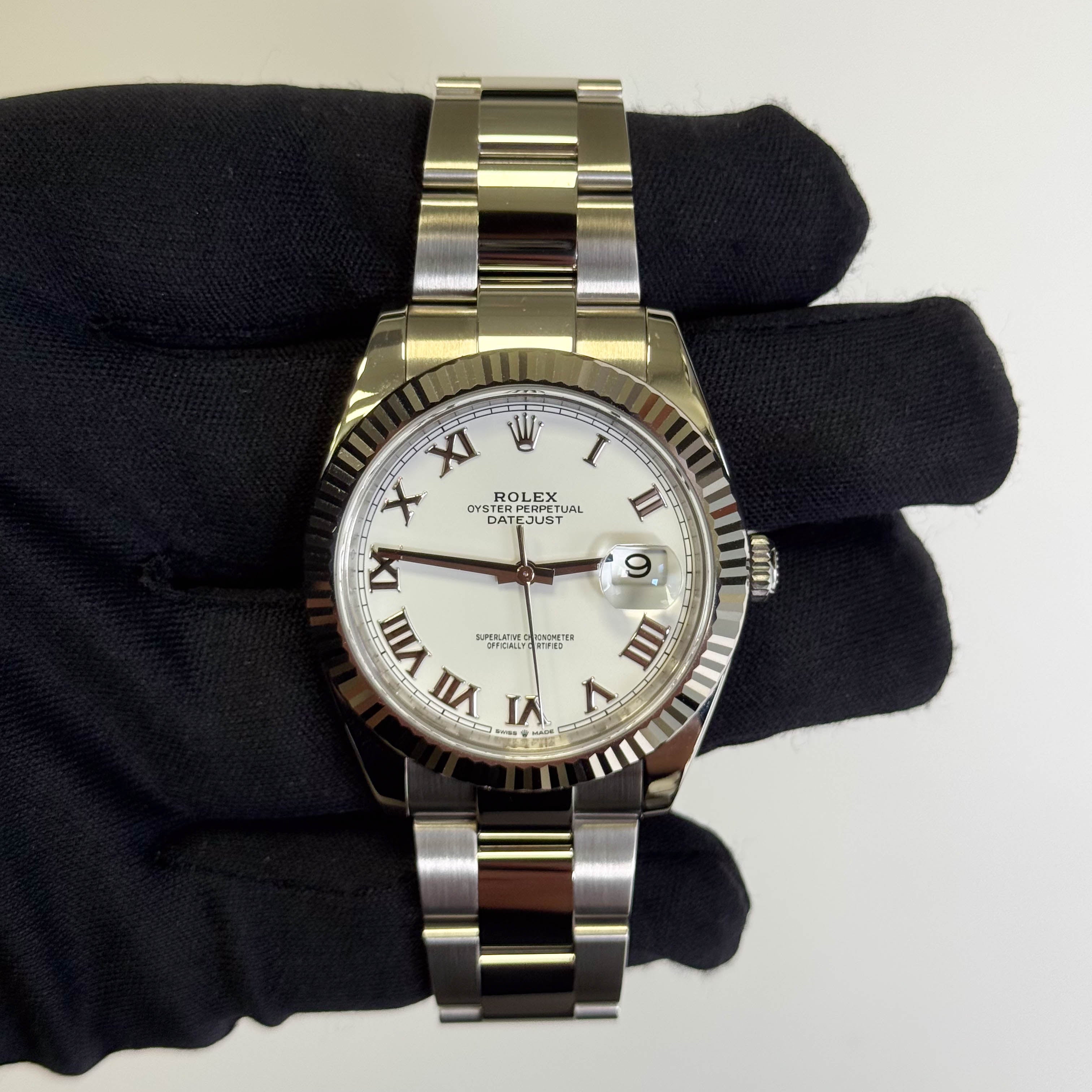 Rolex Datejust 41mm White Roman Dial Ref# 126334