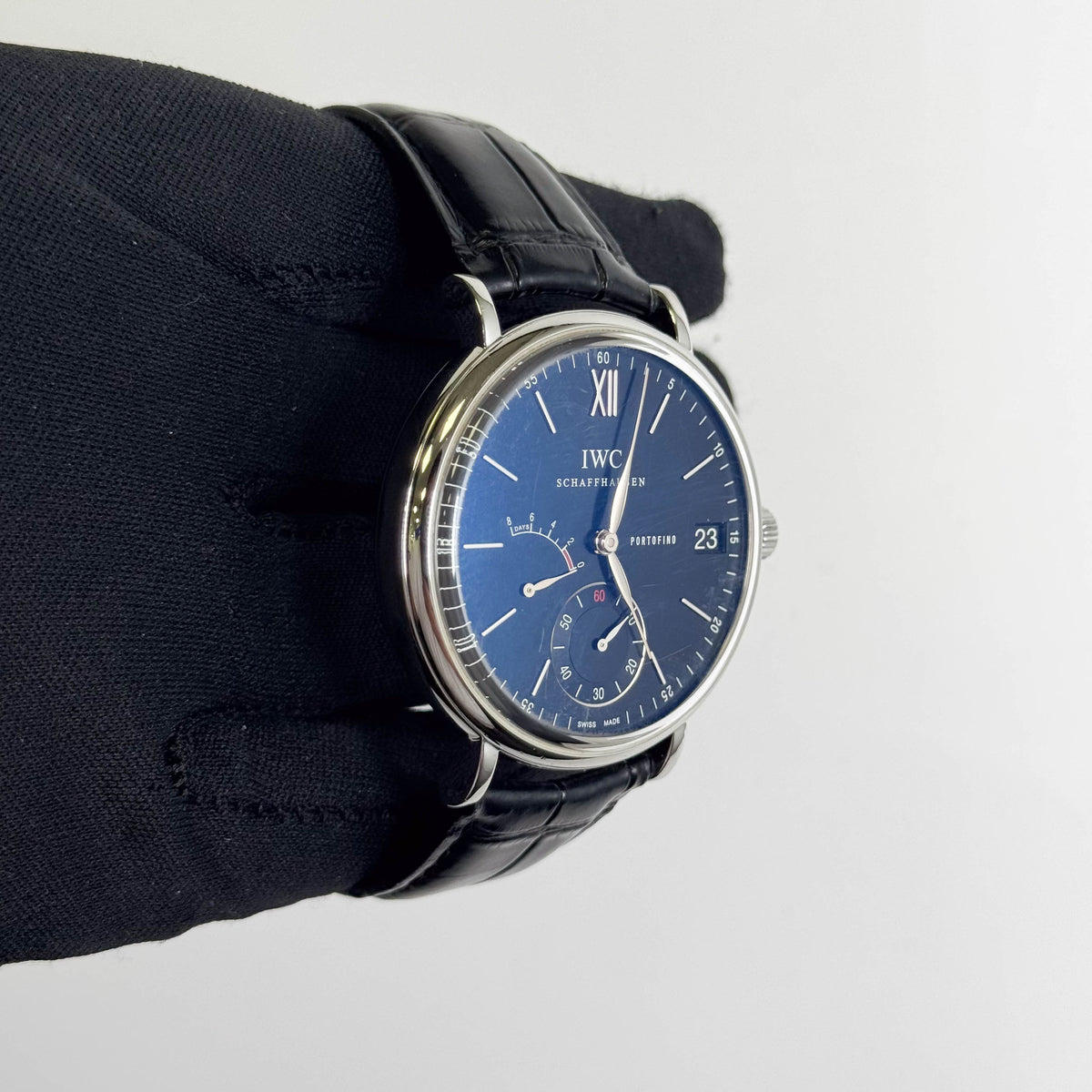 IWC Portofino Hand-Wound Eight Days 45mm Black Dial Watch Ref# IW510102 - Happy Jewelers Fine Jewelry Lifetime Warranty