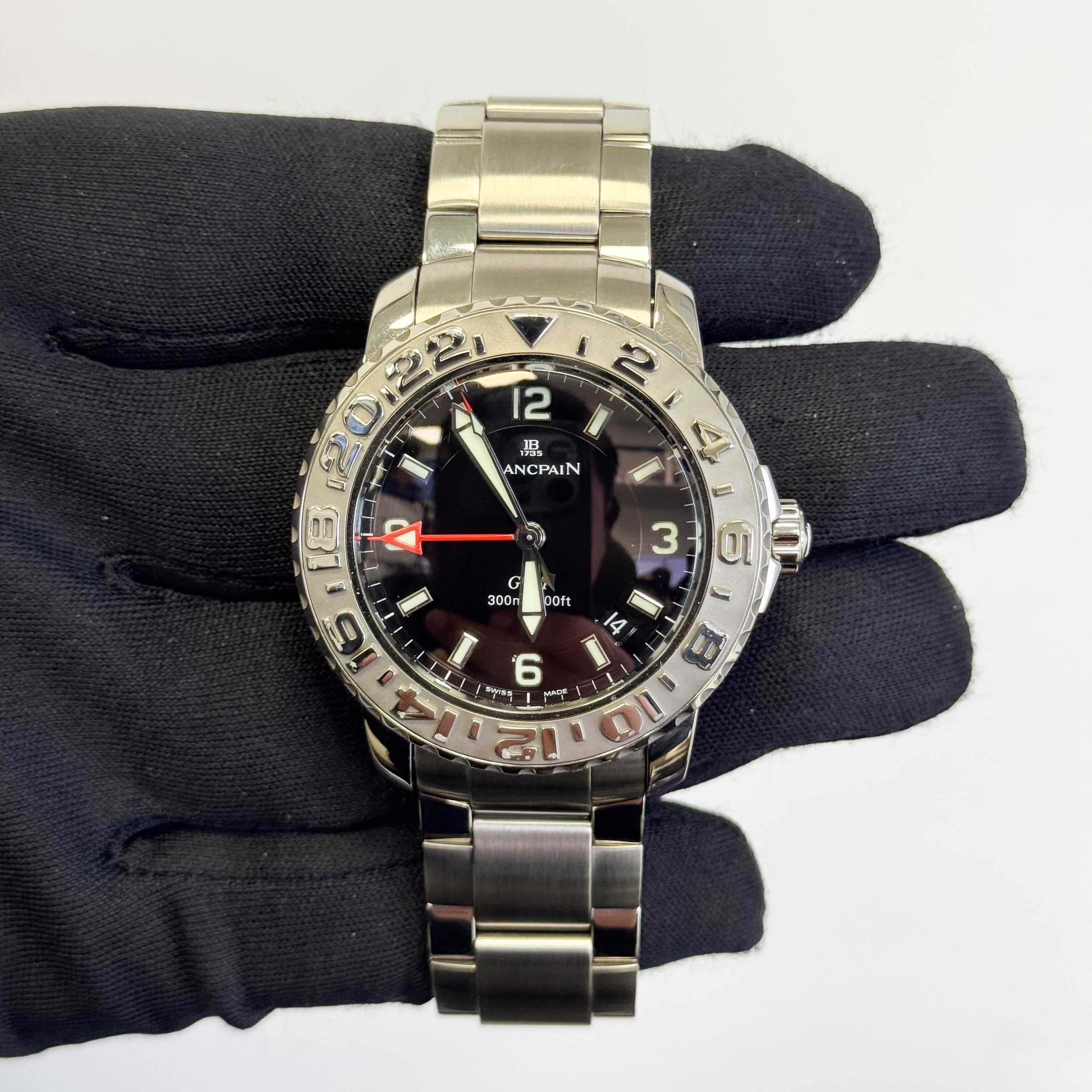 Blancpain GMT 40mm Black Dial Watch Ref# 2250-1130-71 - Happy Jewelers Fine Jewelry Lifetime Warranty