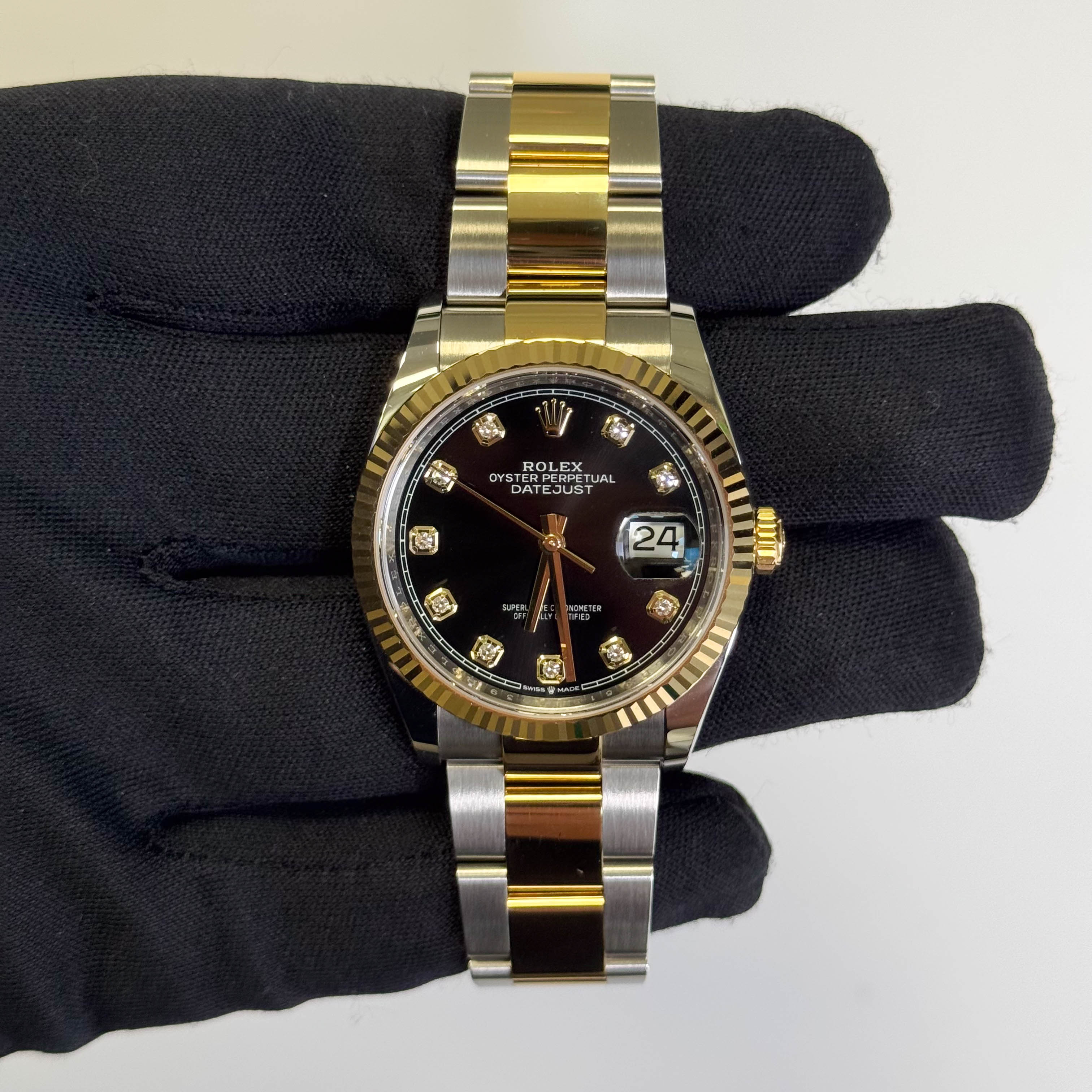 Rolex Datejust 36mm Black Diamond Dial Watch Ref# 126233