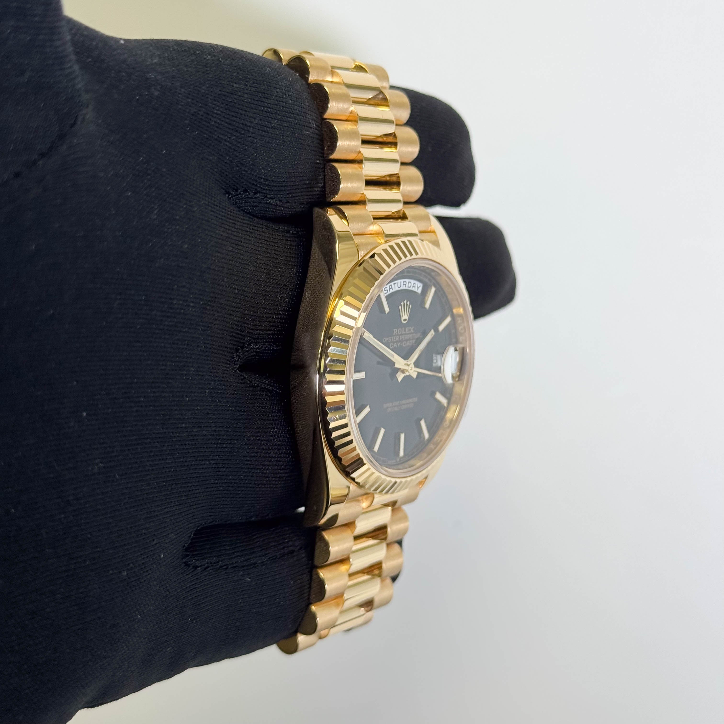Rolex Day-Date 40mm Black Dial Watch Ref# 228238 - Happy Jewelers Fine Jewelry Lifetime Warranty