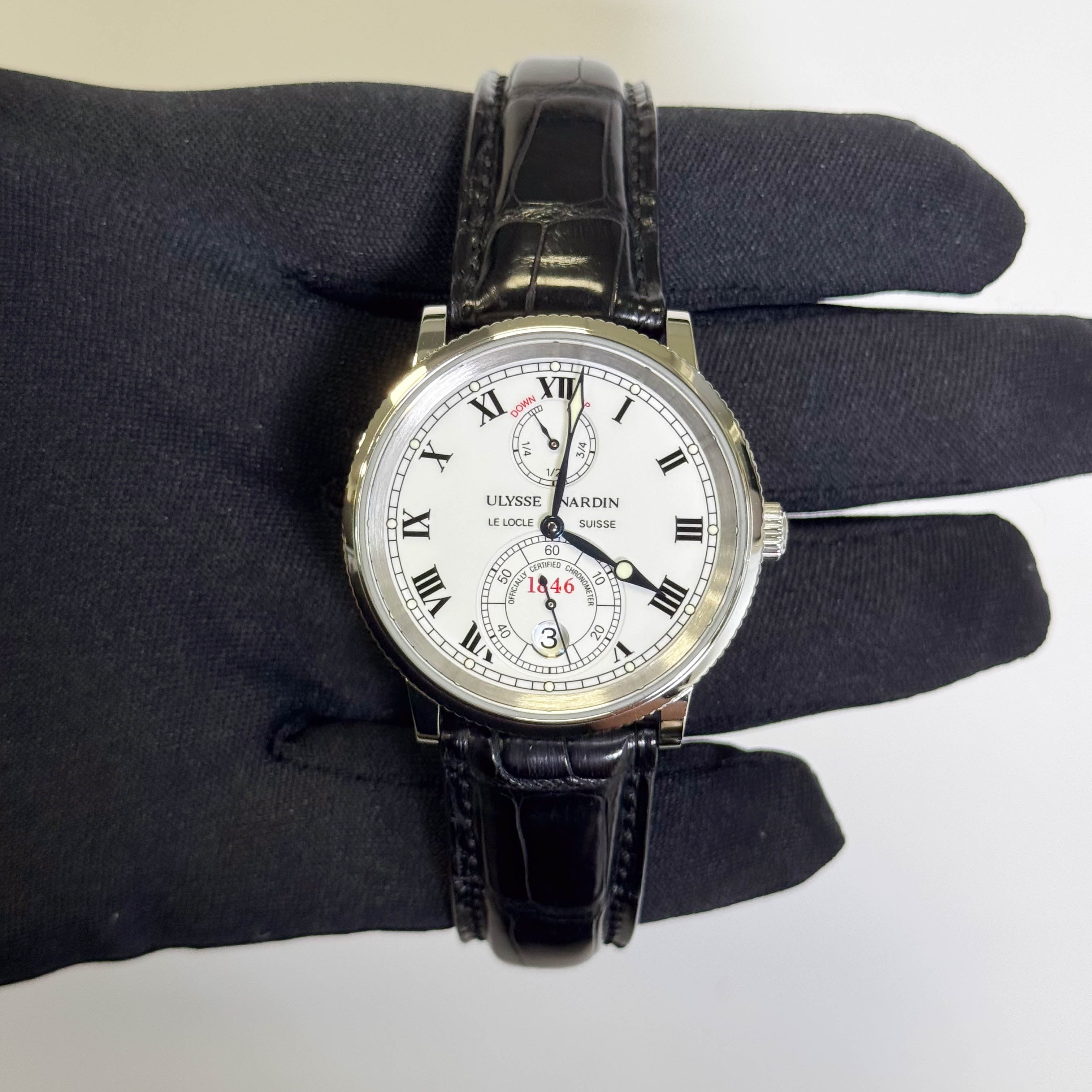 Ulysse Nardin Marine Chronometer 1846 38 mm White Dial Watch Ref# 263-22