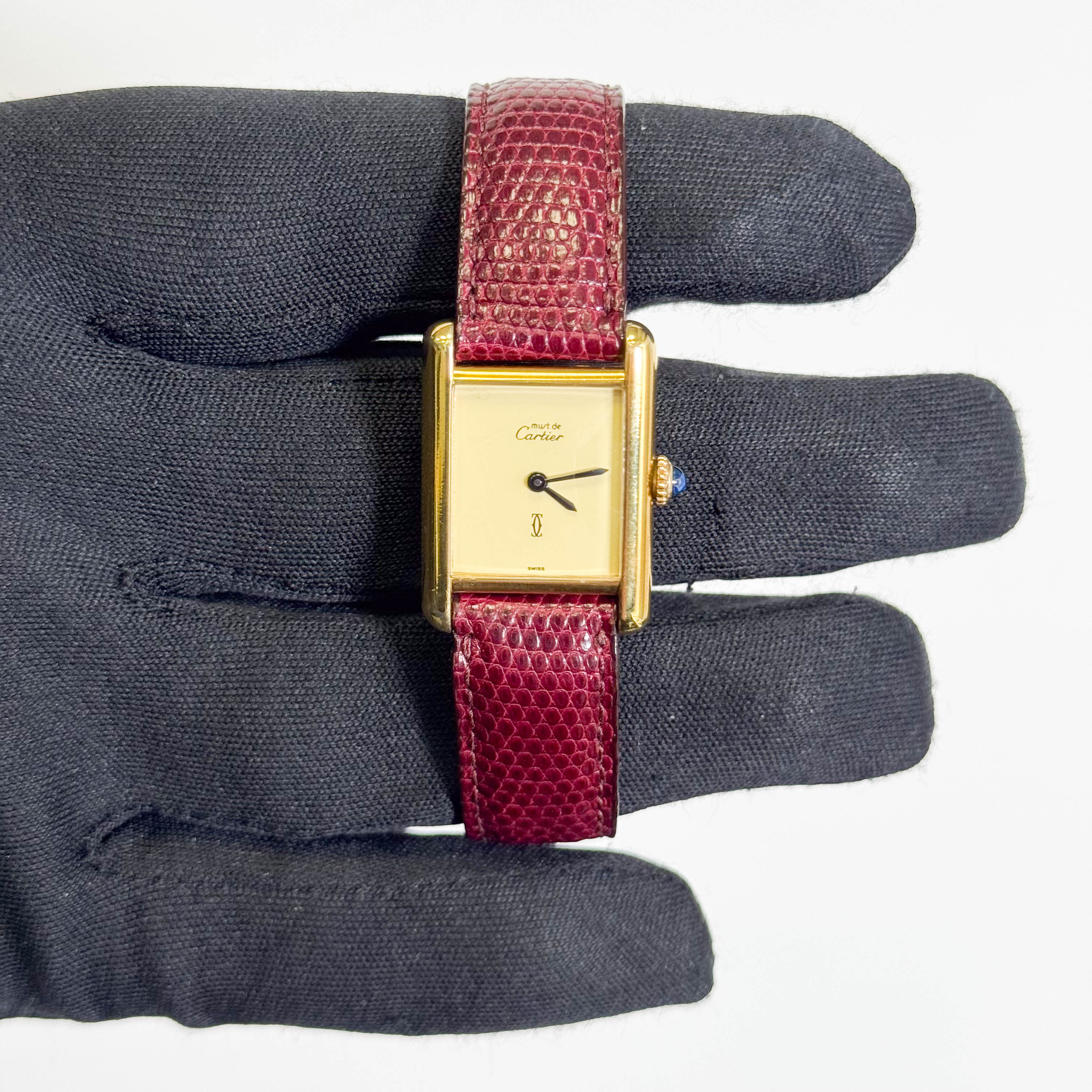Cartier Must De Tank 23mm Goldplated Lemond Dial Watch Ref# 6055791 - Happy Jewelers Fine Jewelry Lifetime Warranty