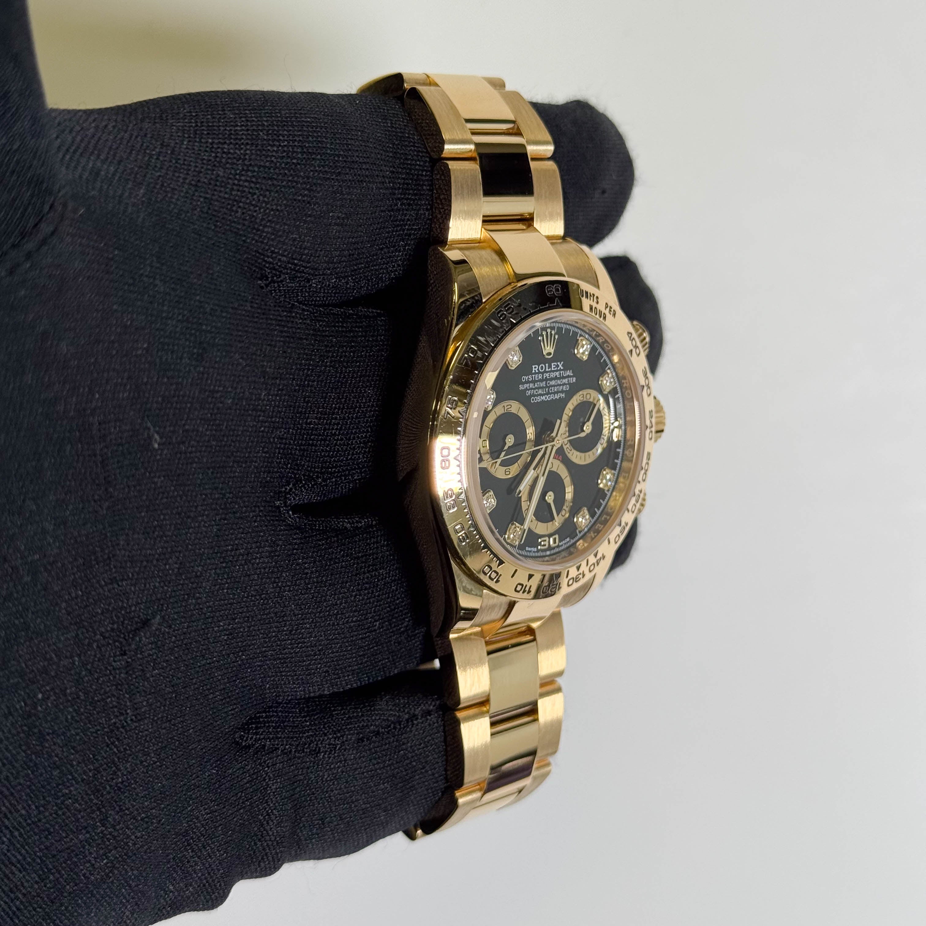 Rolex Daytona 40mm Black Chronograph Diamond Dial Watch Ref# 116508