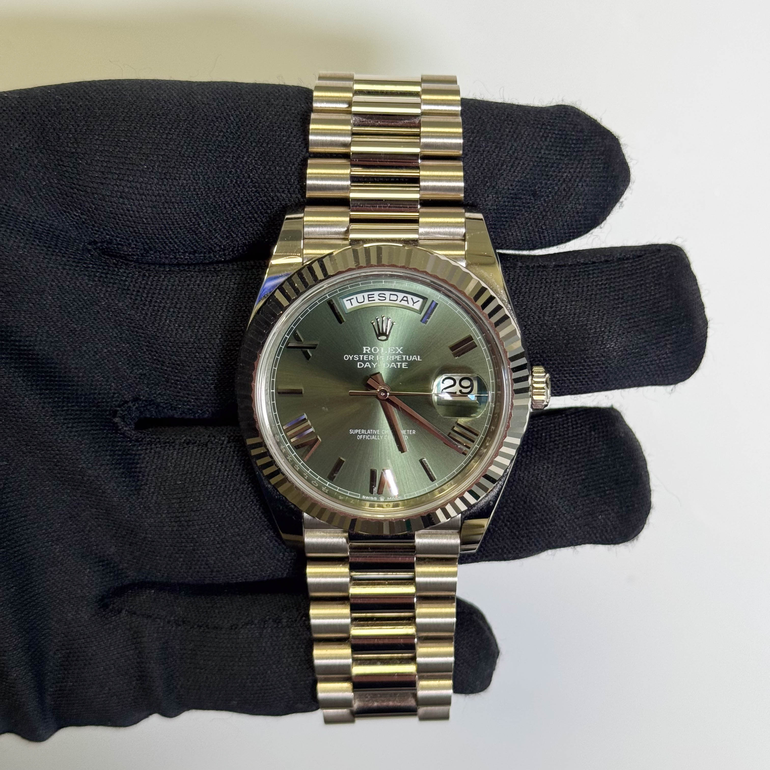 Rolex Day-Date 40mm Olive Dial Watch Ref# 228239