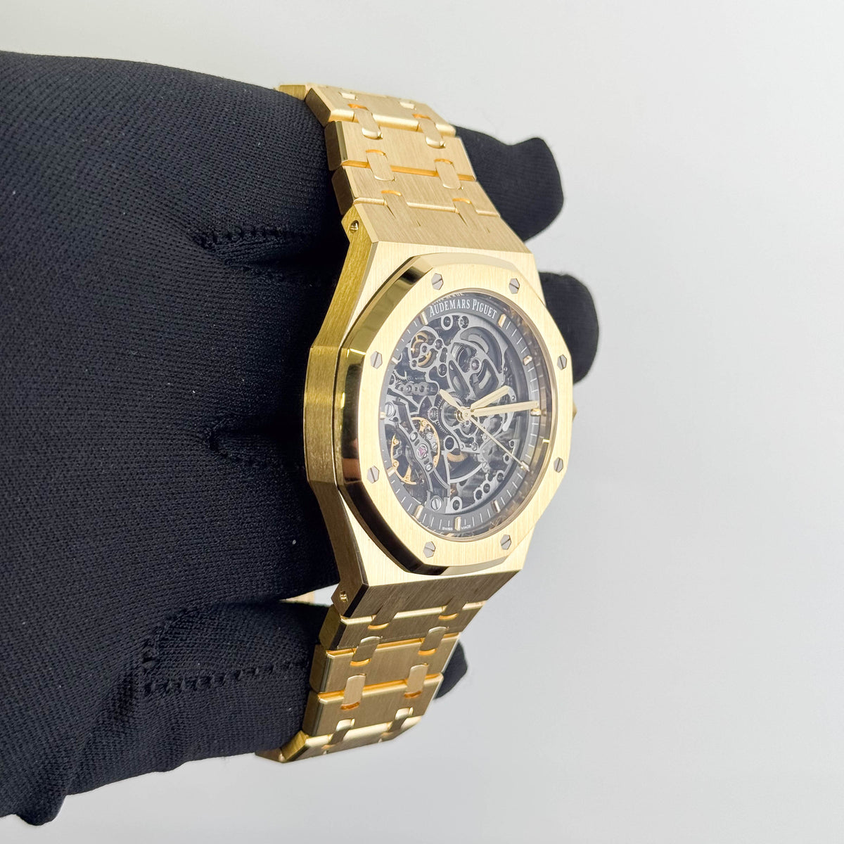 Audemars Piguet Royal Oak Yellow Gold Double Balance Wheel Openwork Dial Watch Ref# 15407BA.OO.1220BA.01