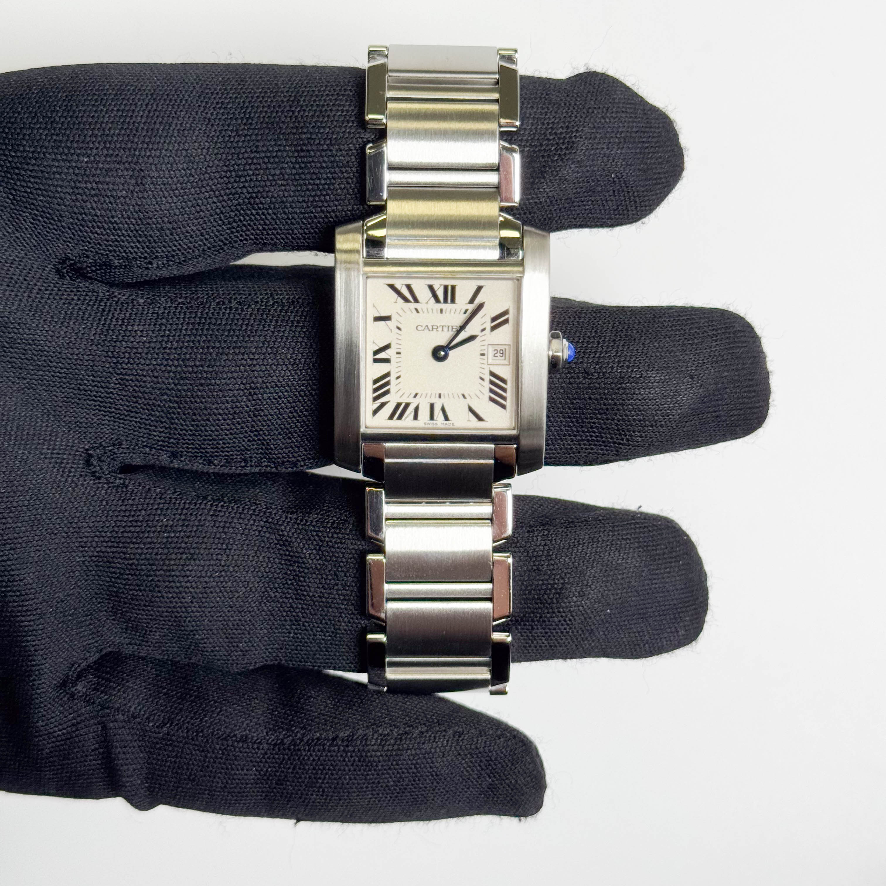 Cartier Tank Stainless Steel 25mm White/Ivory Dial Watch Ref# W51011Q3 - Happy Jewelers Fine Jewelry Lifetime Warranty