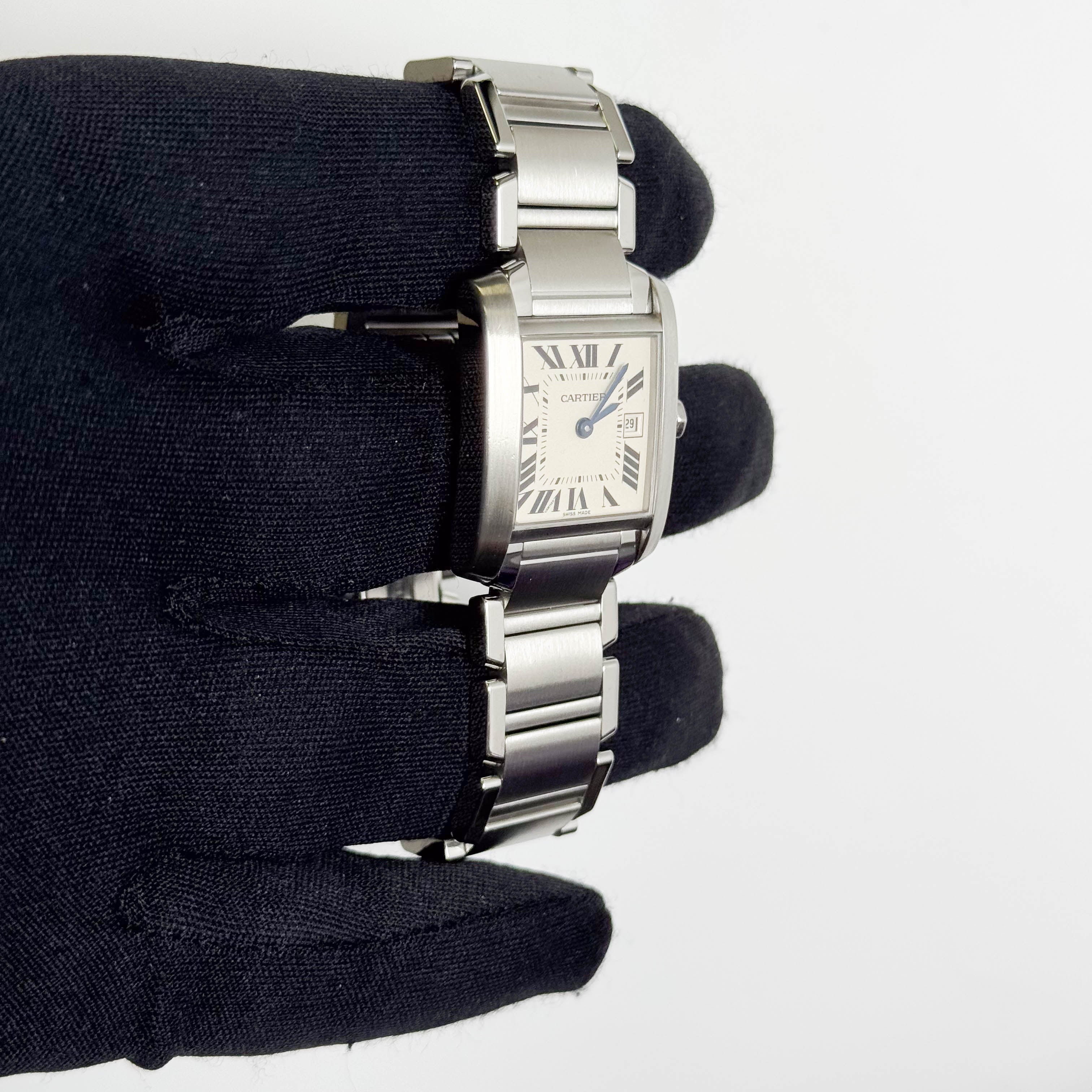 Cartier Tank Stainless Steel 25mm White/Ivory Dial Watch Ref# W51011Q3 - Happy Jewelers Fine Jewelry Lifetime Warranty