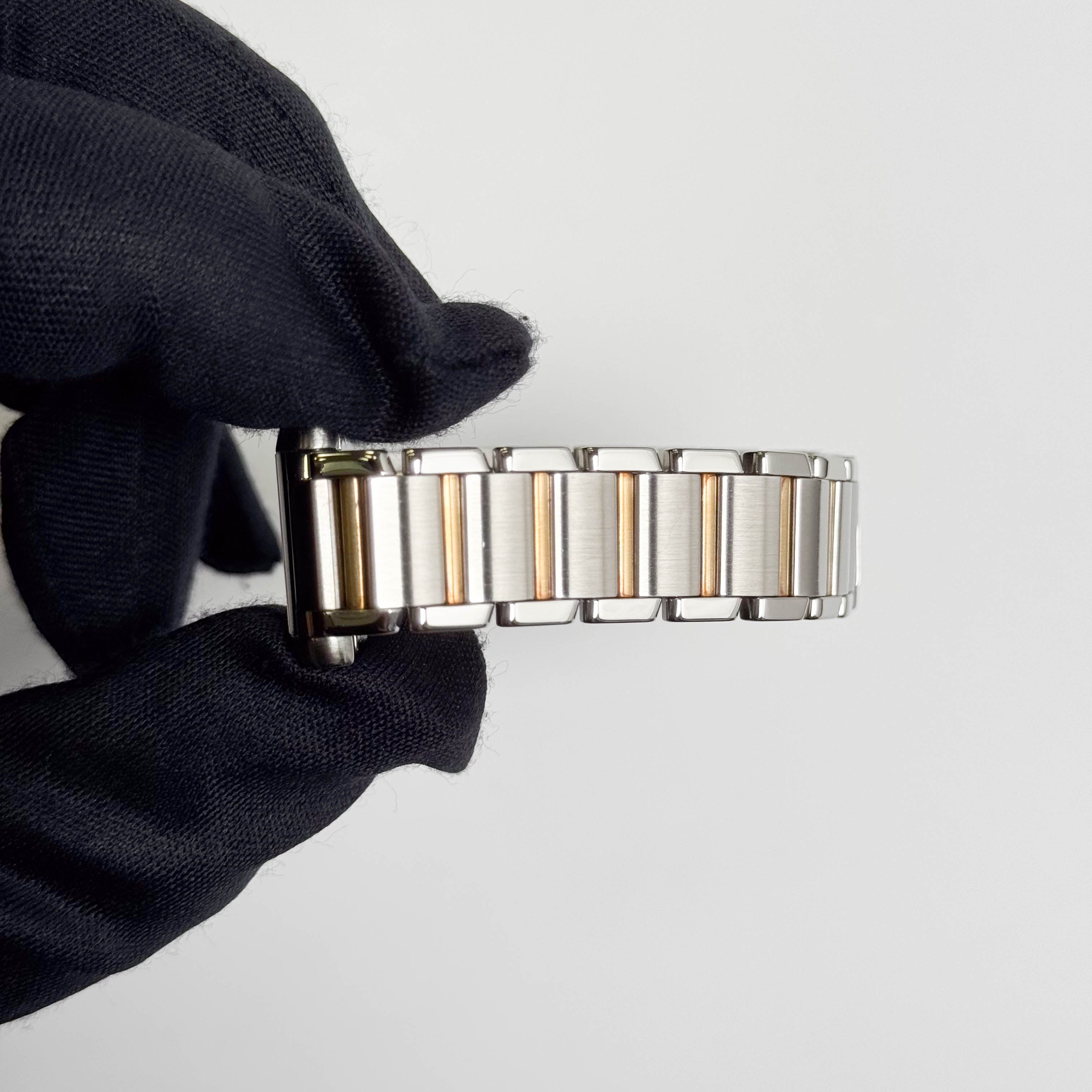 Cartier Tank Two-Tone Yellow Gold & Steel 25x20mm White Dial Watch Ref# W51007Q4 - Happy Jewelers Fine Jewelry Lifetime Warranty