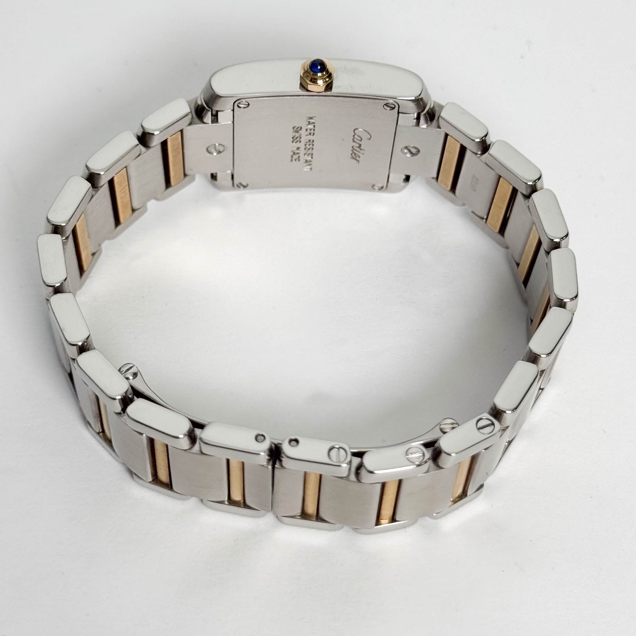 Cartier Tank Two-Tone Yellow Gold & Steel 25x20mm White Dial Watch Ref# W51007Q4 - Happy Jewelers Fine Jewelry Lifetime Warranty