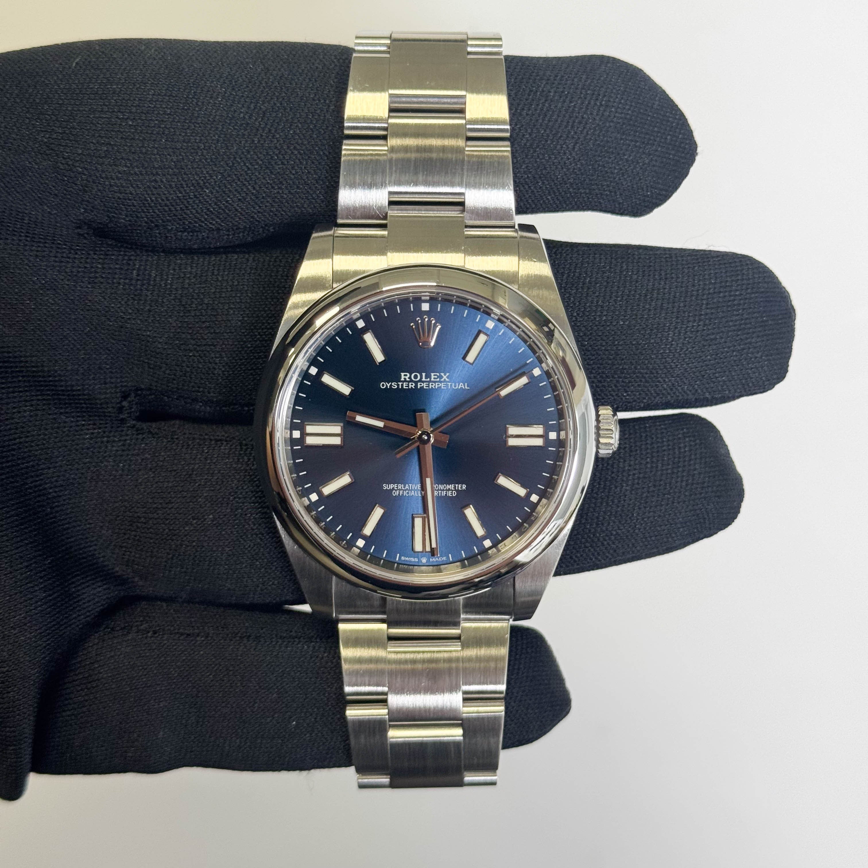 Rolex Oyster Perpetual 41mm Blue Dial Watch Ref# 124300 - Happy Jewelers Fine Jewelry Lifetime Warranty