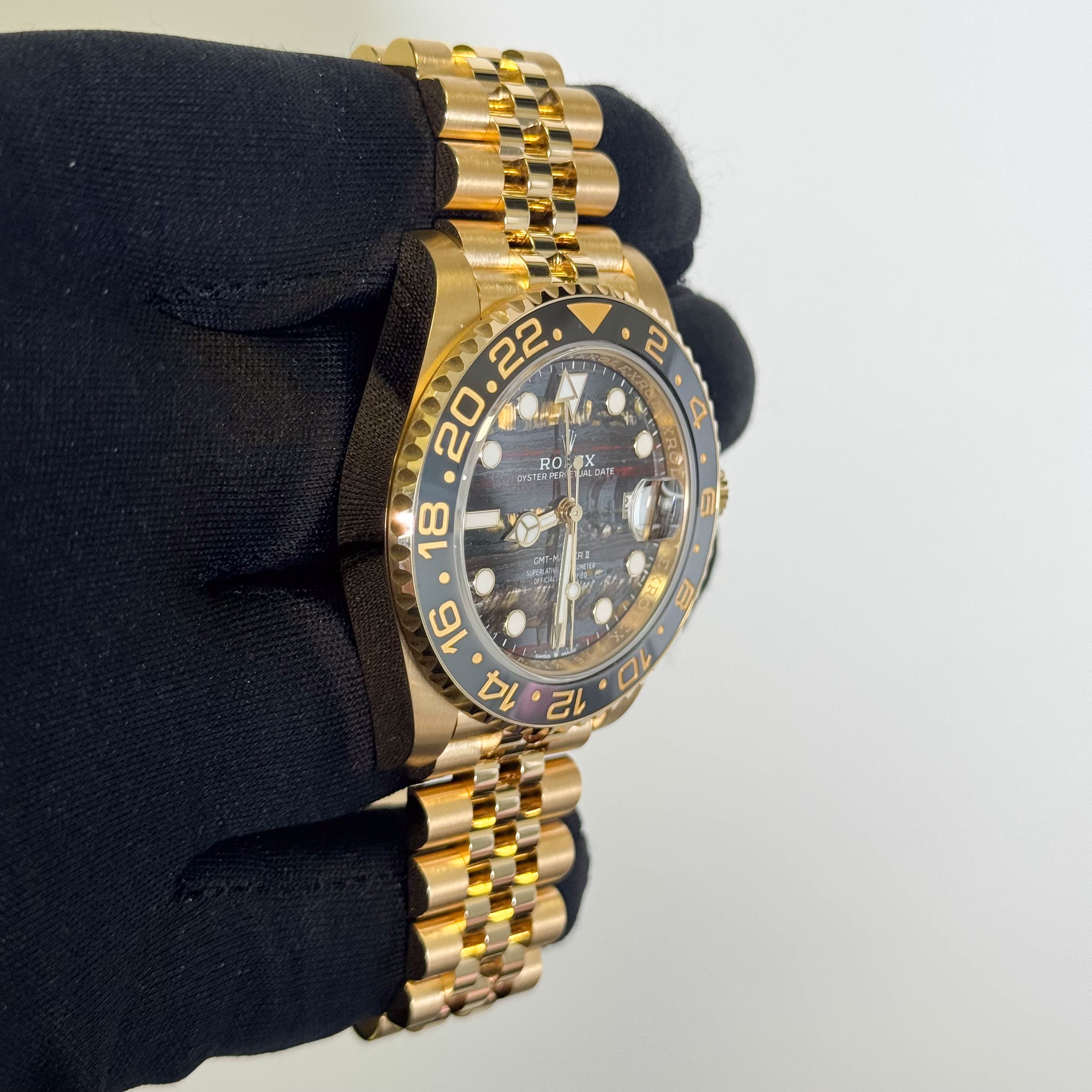 Rolex GMT-Master II 40mm Tiger Iron Dial Watch Ref# 126718GRNR - Happy Jewelers Fine Jewelry Lifetime Warranty