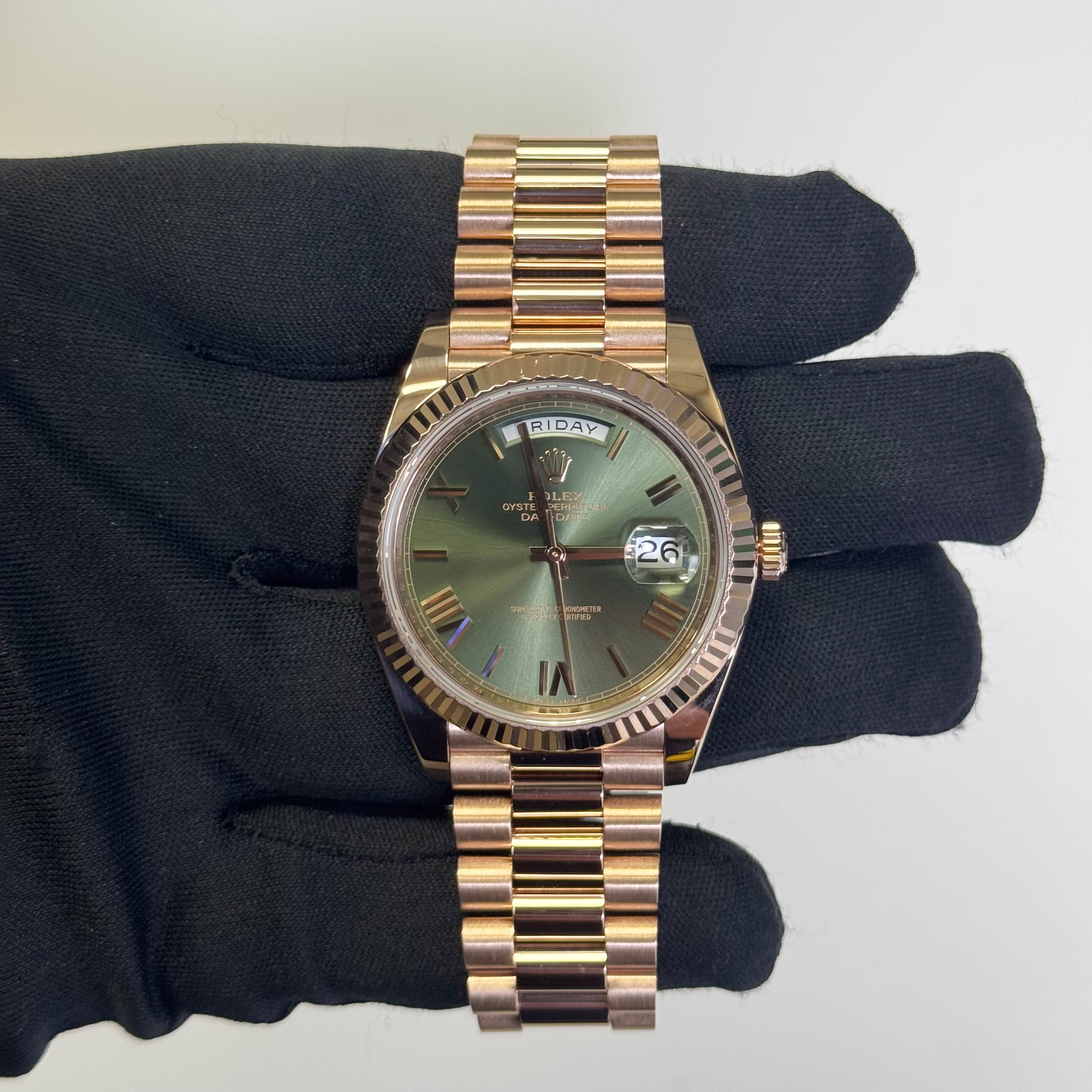Rolex Day-Date 40mm Olive Dial Watch Ref# 228235