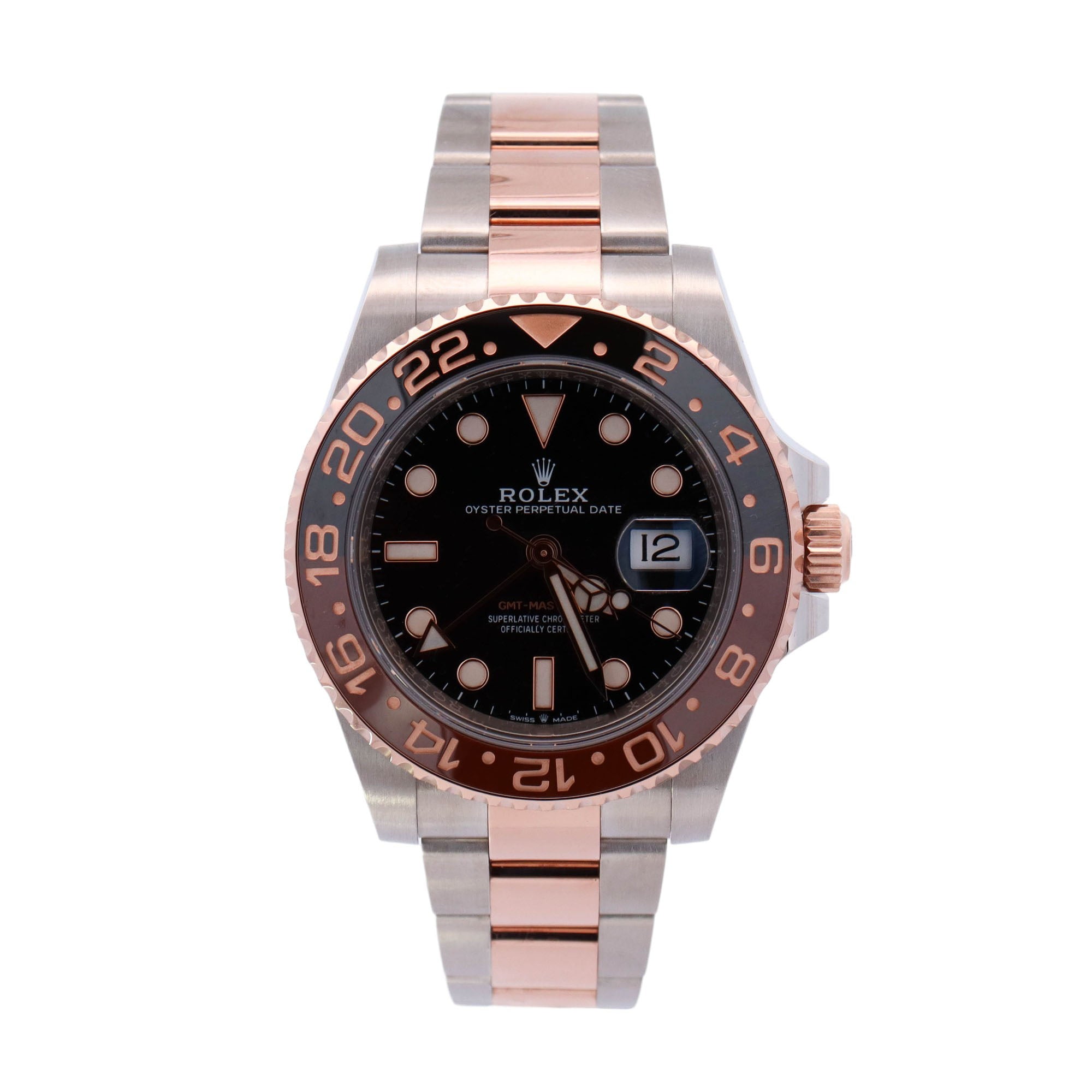Rolex GMT Master II TT Stainless Steel & Rose Gold 40mm Black Dot Dial Watch Reference #: 126711CHNR - Happy Jewelers Fine Jewelry Lifetime Warranty