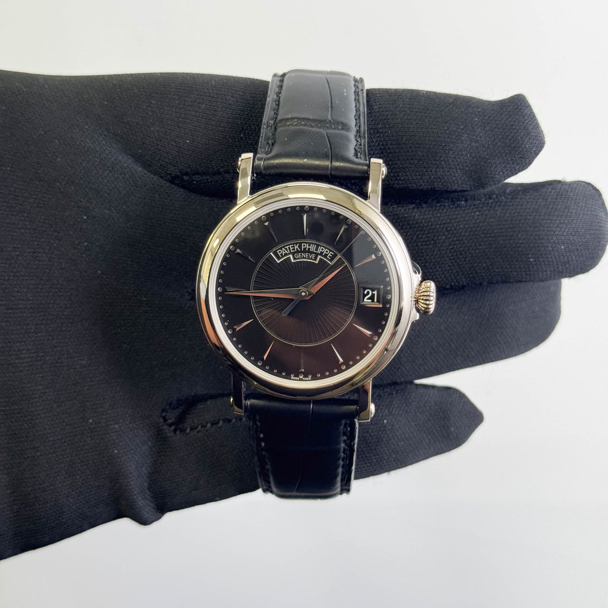 Patek Philippe Calatrava 38mm Black Dial Watch Ref# 5153G-001